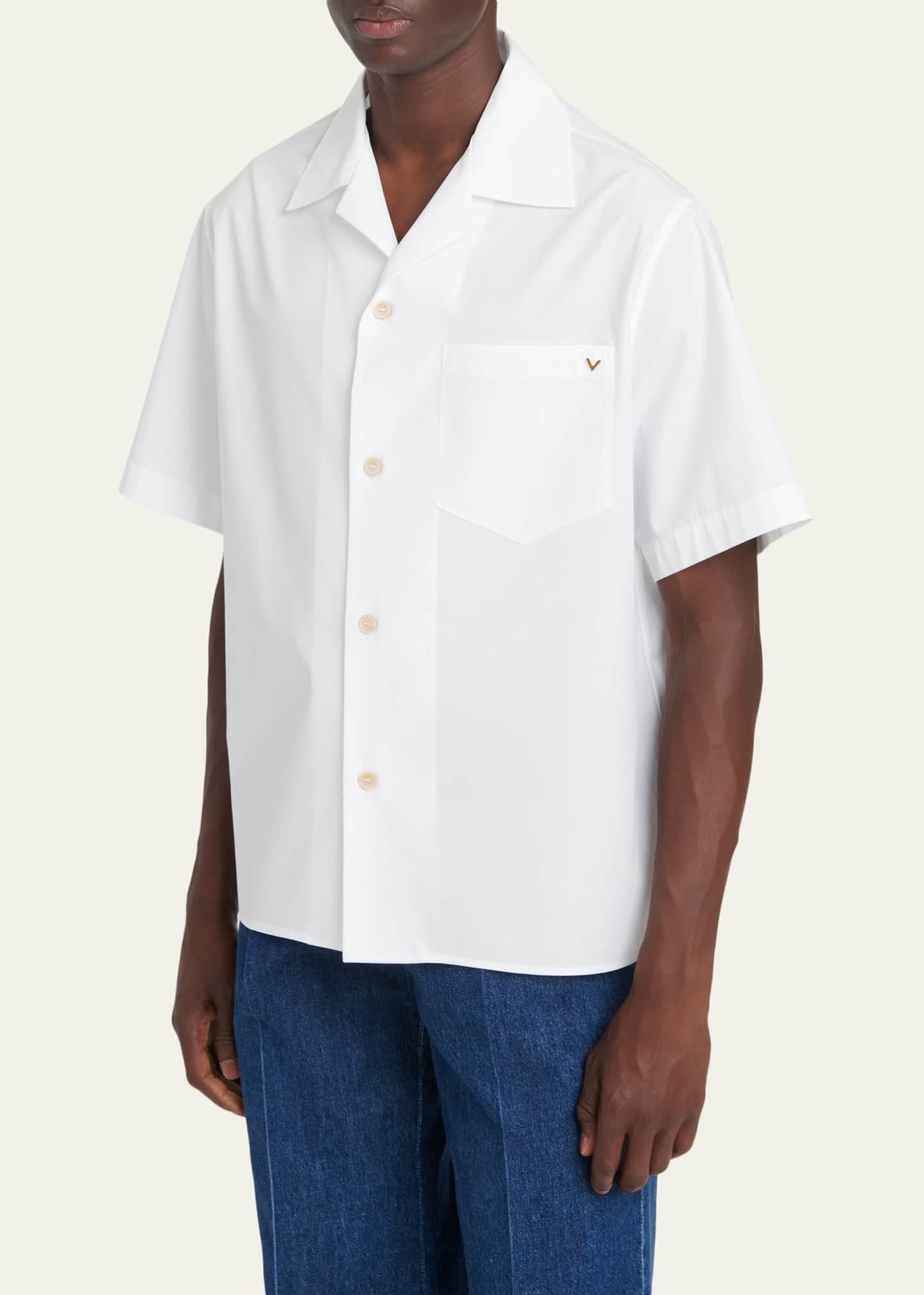 Valentino Garavani Men's Cotton Poplin Camp Shirt - Bergdorf Goodman