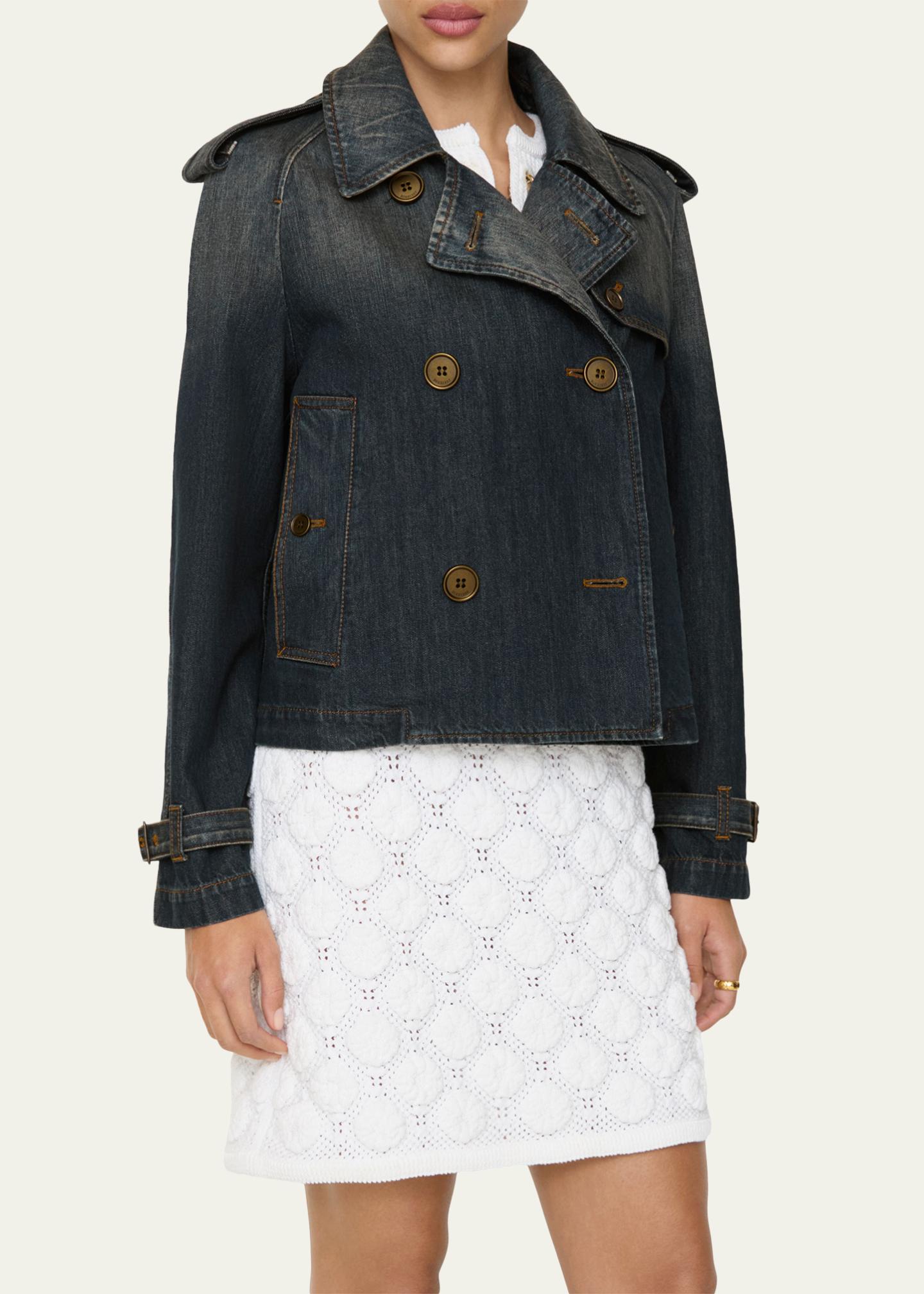 Burberry Mayfair Denim Crop Trench Jacket - Bergdorf Goodman