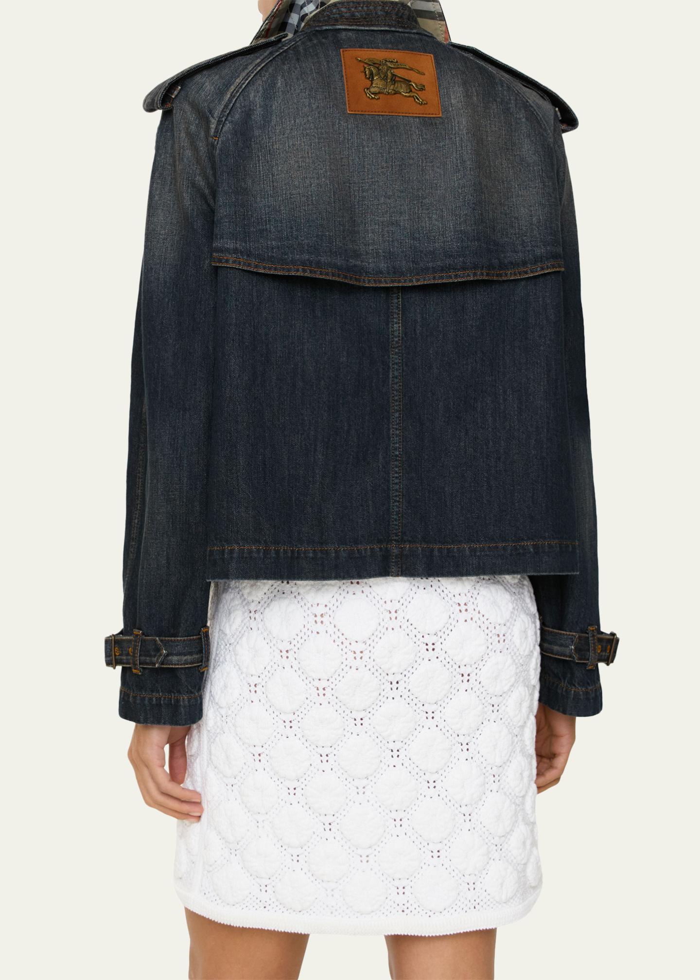 Burberry Mayfair Denim Crop Trench Jacket - Bergdorf Goodman