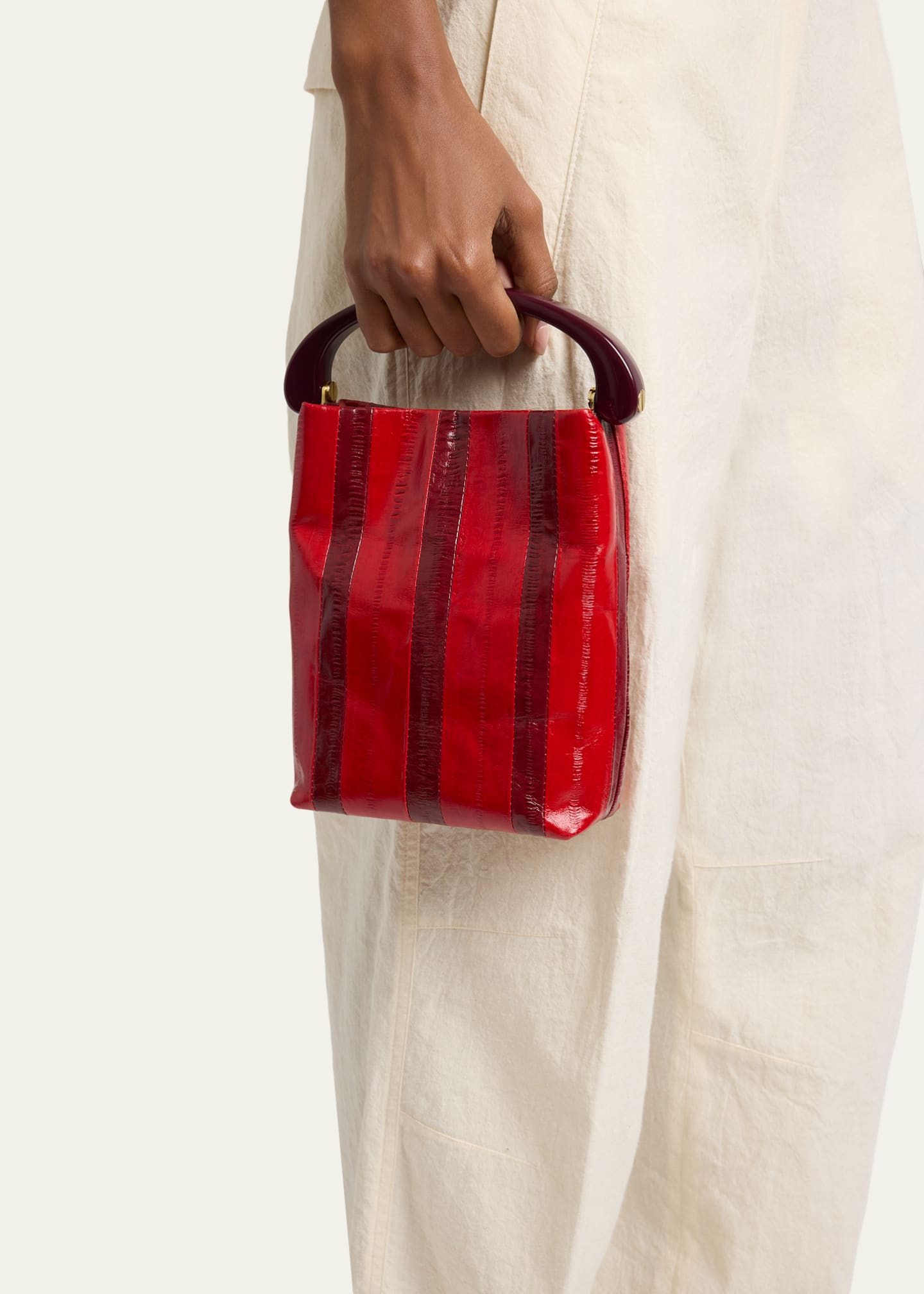 Dries Van Noten Striped Leather Top-Handle Bag - Bergdorf Goodman