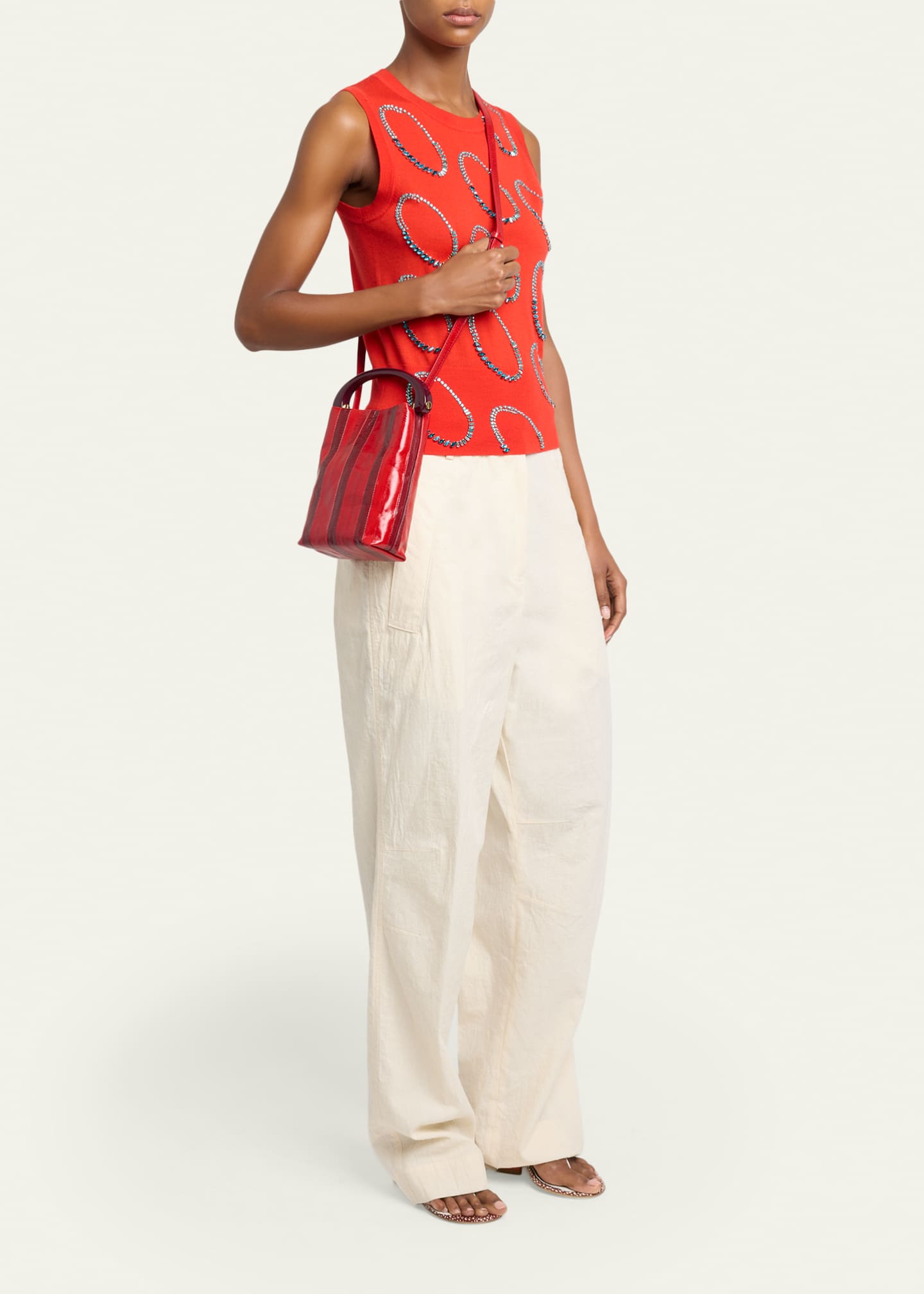Dries Van Noten Striped Leather Top-Handle Bag - Bergdorf Goodman