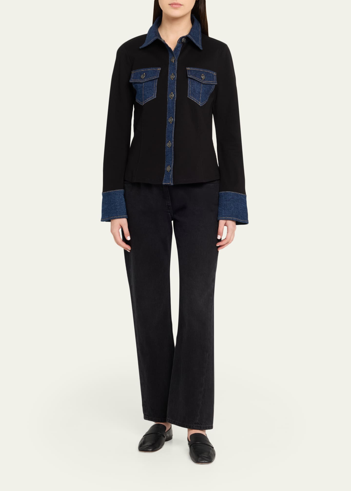 Cinq a Sept Aliza Denim Button-Front Shirt - Bergdorf Goodman
