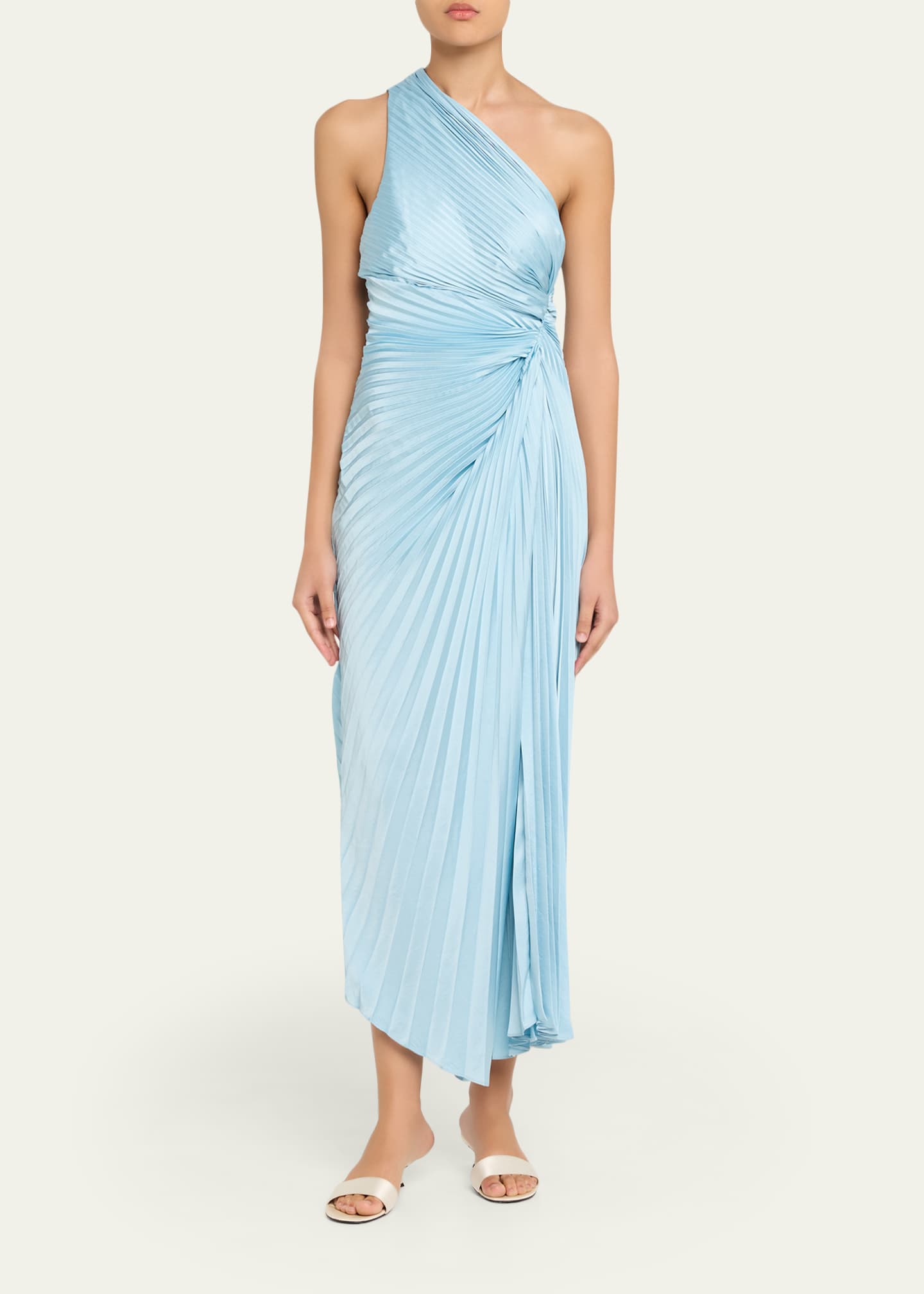 alc one shoulder dress A.L.C. Sonny Knit Midi Dress in Yves Blue, Size M