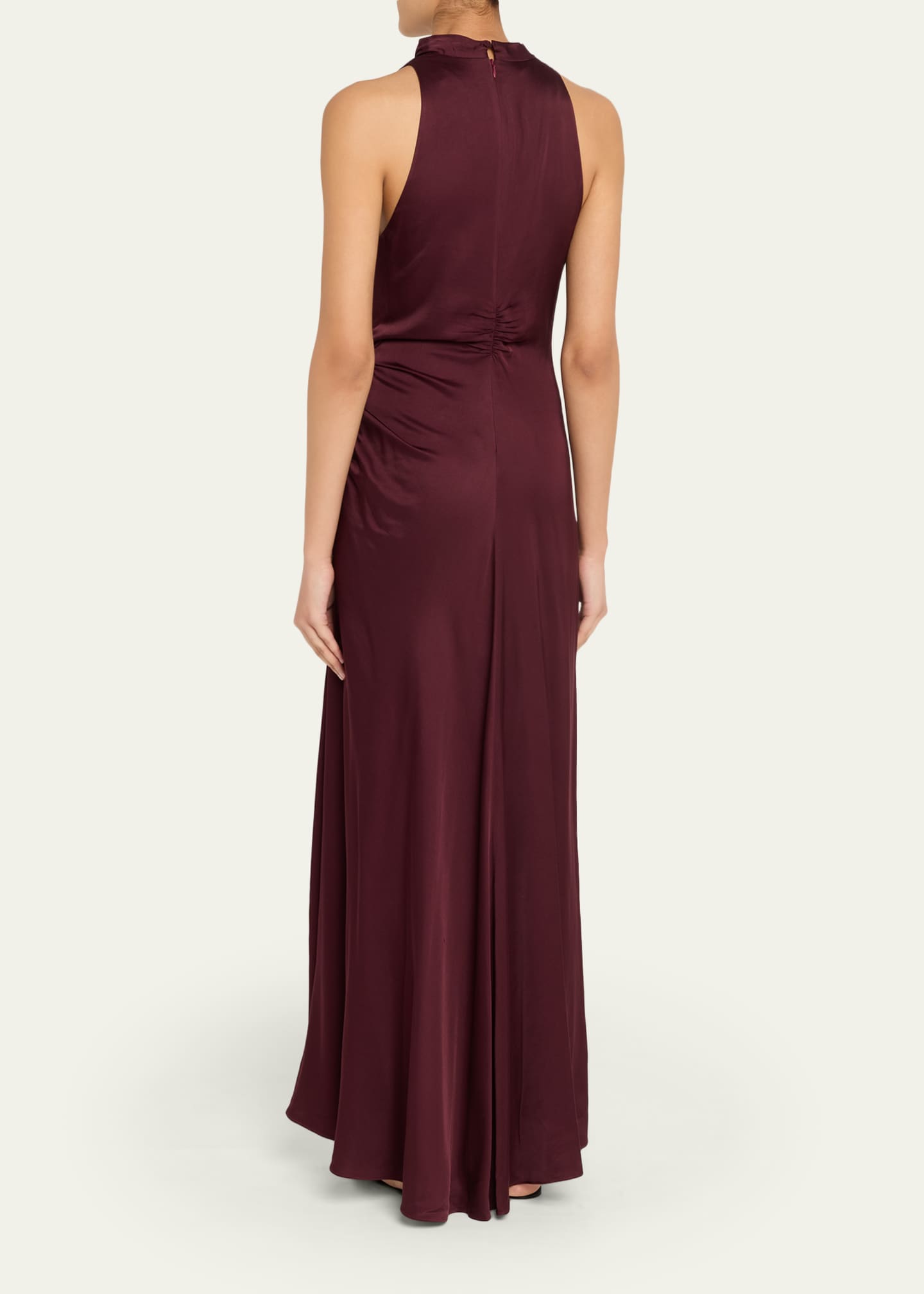 inez satin midi dress A.L.C. Inez Ruched Satin Midi Dress Sandstone Womens Size 00