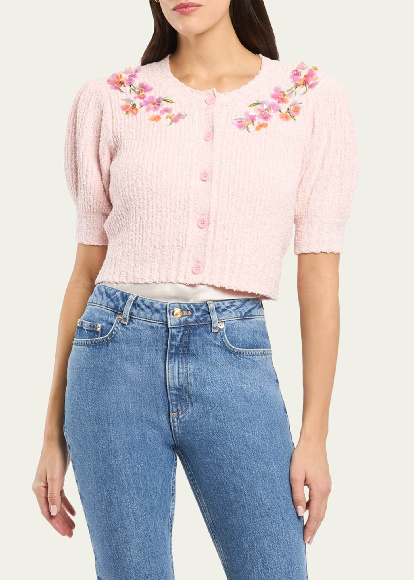 Cinq a Sept Millicent Trailing Flower Cropped Cardigan - Bergdorf