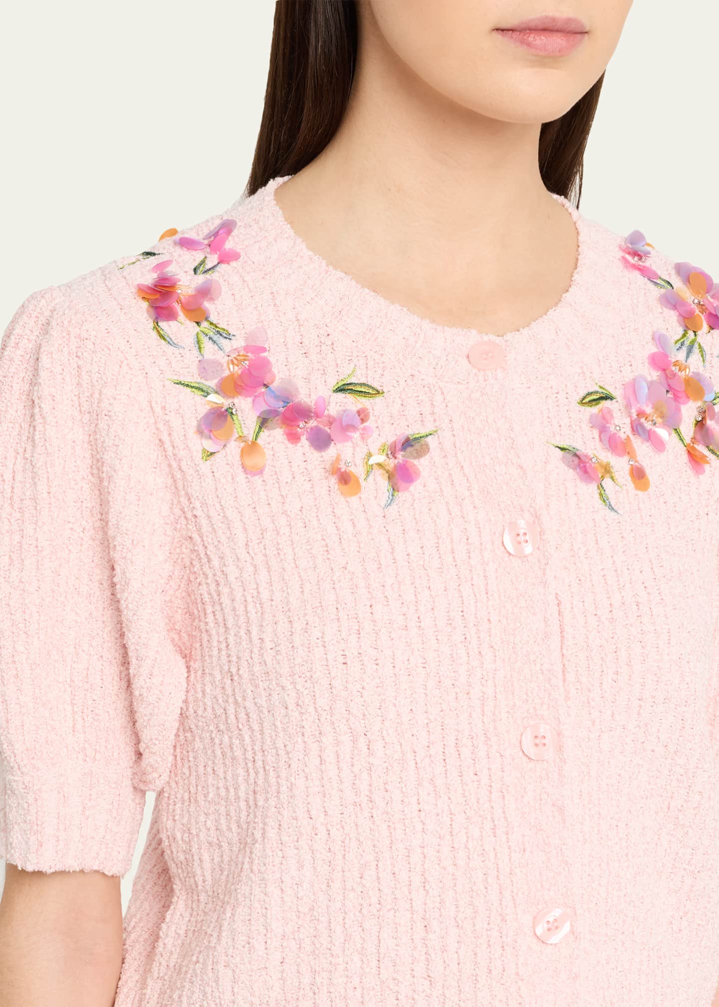 Cinq a Sept Millicent Trailing Flower Cropped Cardigan - Bergdorf