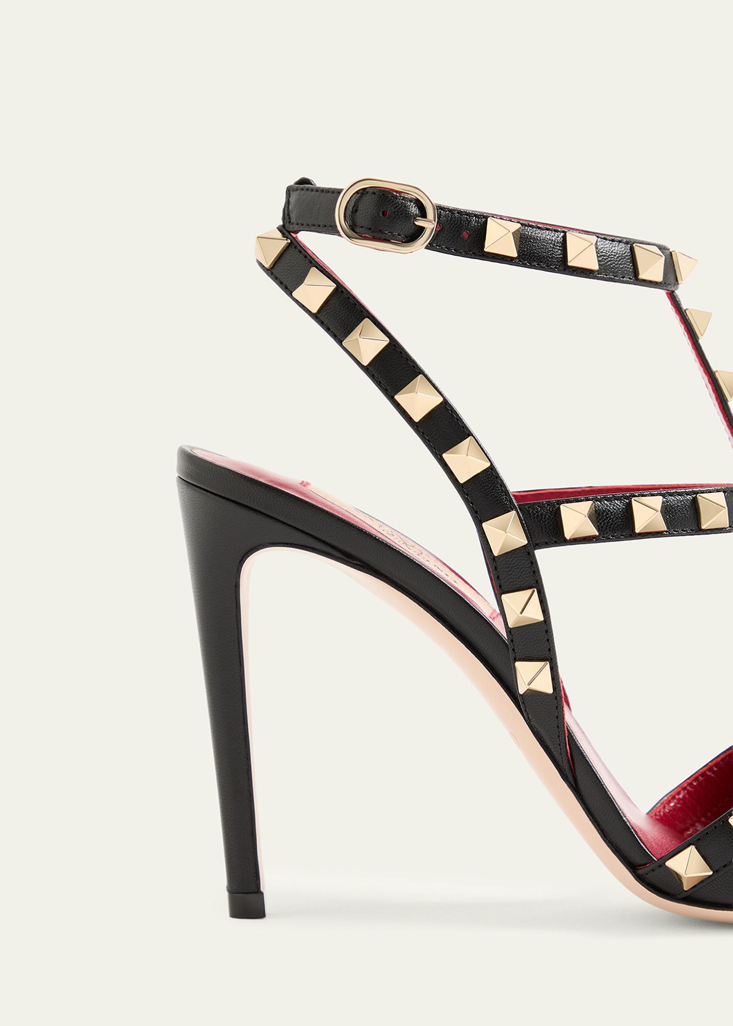 Valentino Garavani 100mm Rockstud Leather Ankle-Strap Pumps 