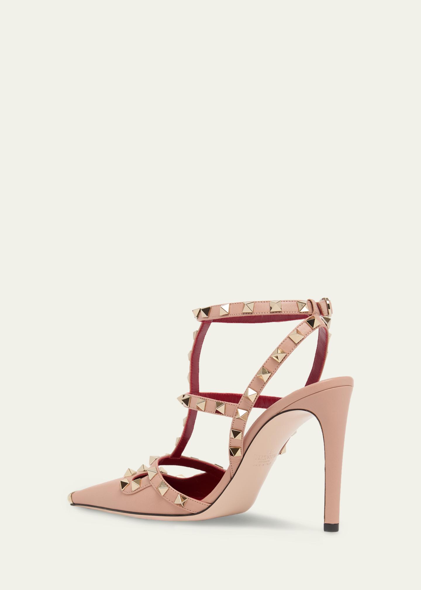 Valentino Garavani 100mm Rockstud Leather Ankle-Strap Pumps 