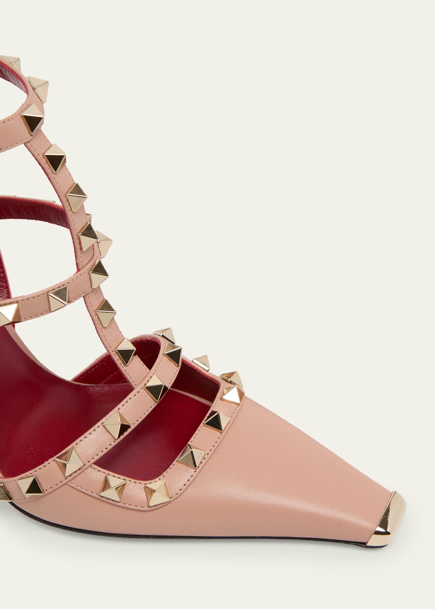 Valentino Garavani 100mm Rockstud Leather Ankle-Strap Pumps 