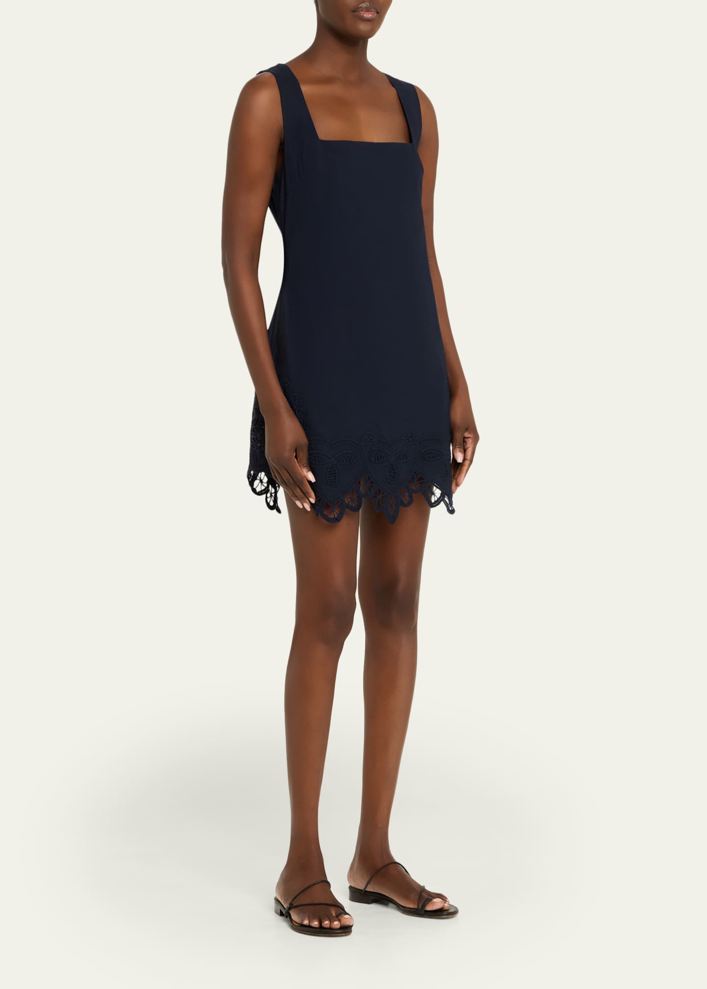 staud lace dress Staud Colette Black Embellished Scallop Mini Dress