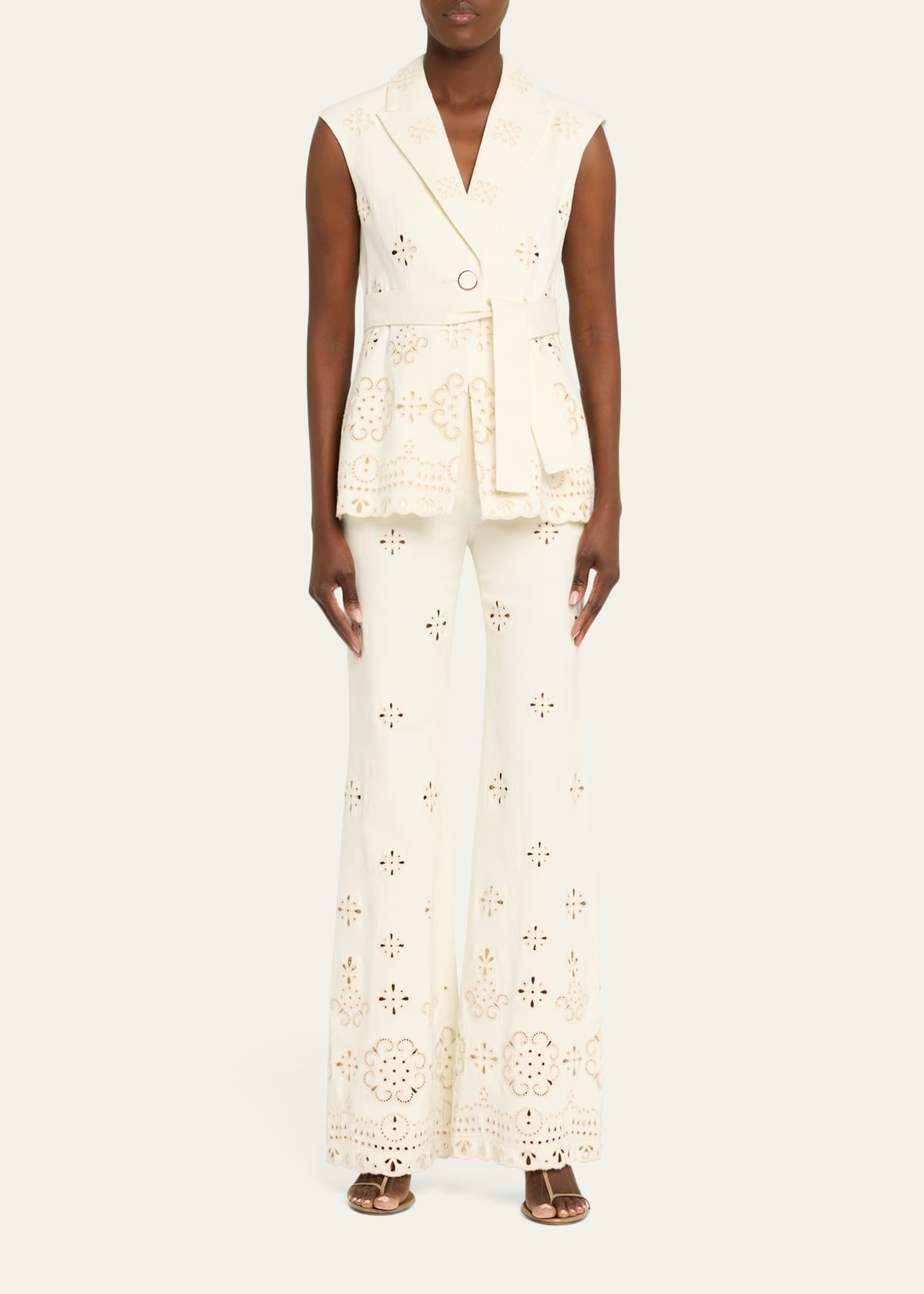 Veronica Beard Komi Eyelet Flare Pants - Bergdorf Goodman
