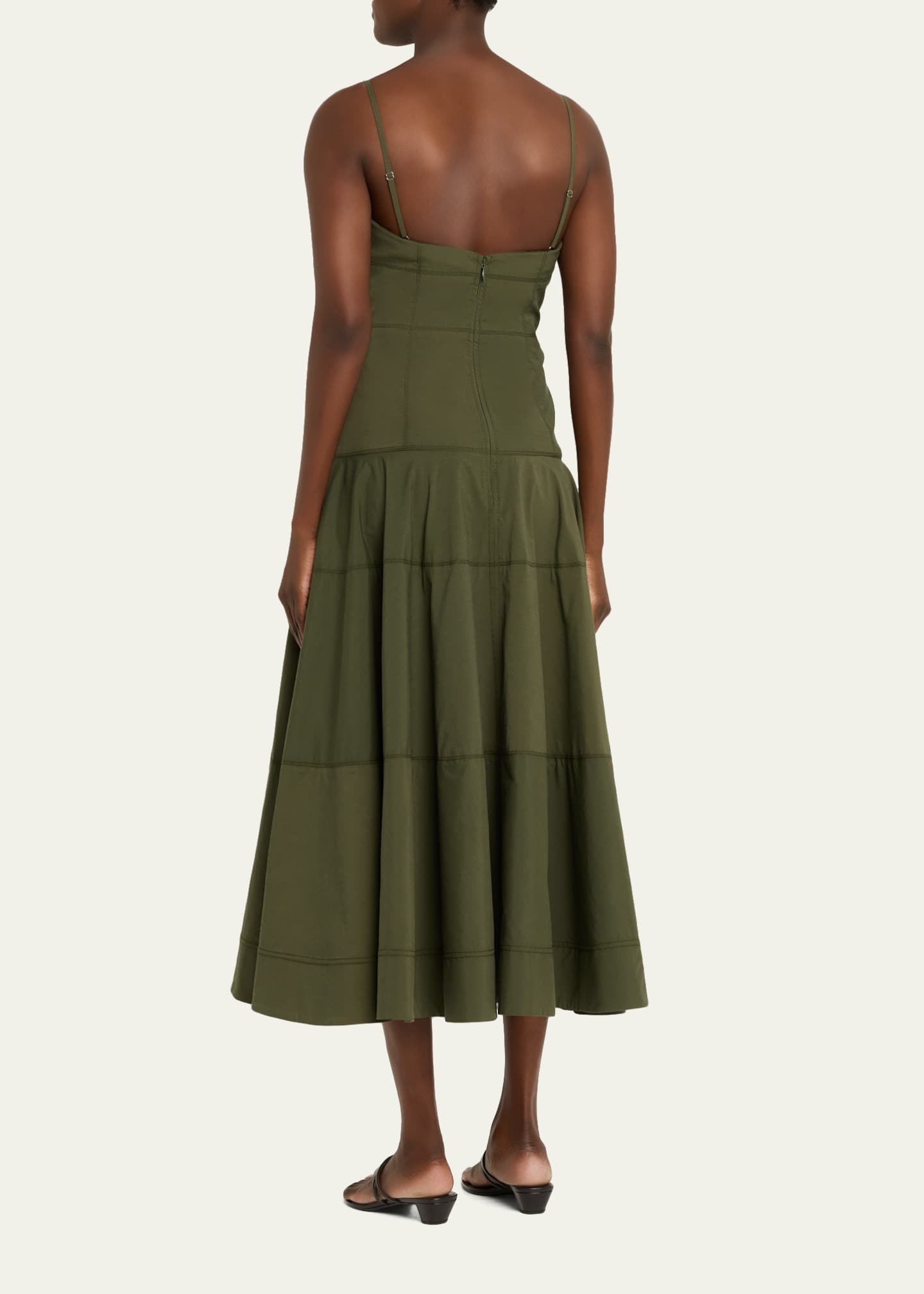 Veronica Beard Ilona Tiered Faille Midi Dress - Bergdorf Goodman