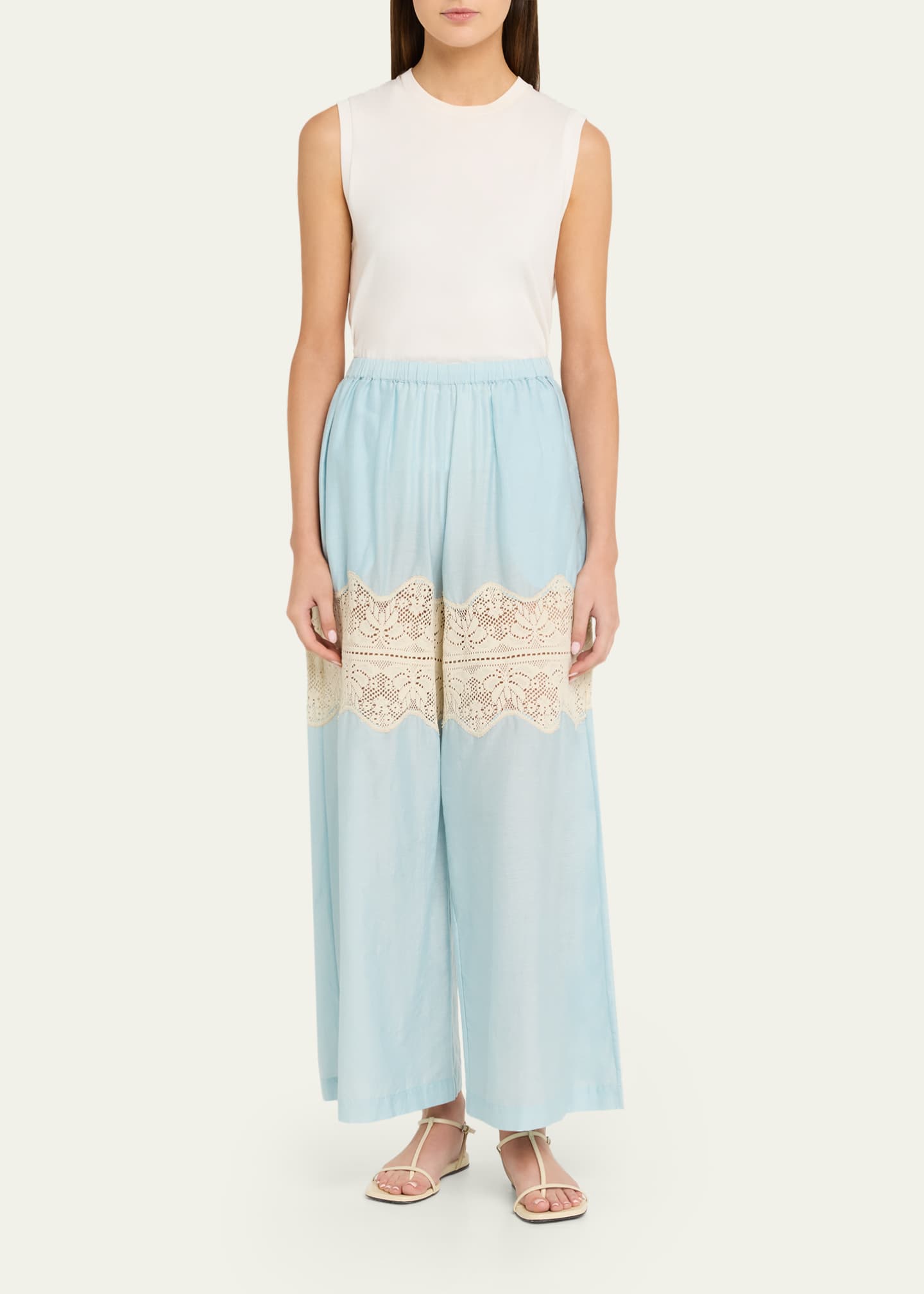 Alix of Bohemia Margie Wide-Leg Lace Panel Pants - Bergdorf Goodman