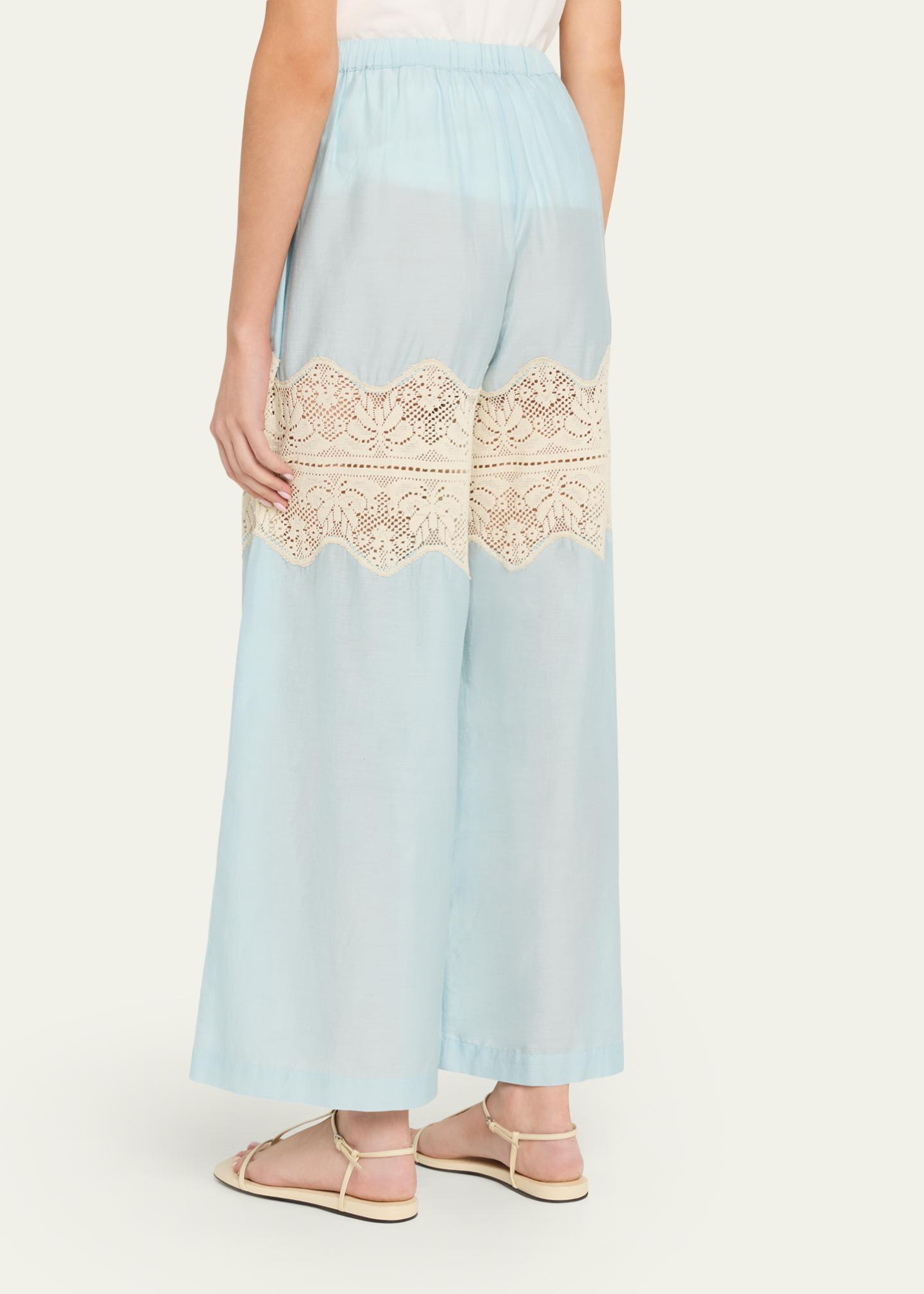 Alix of Bohemia Margie Wide-Leg Lace Panel Pants - Bergdorf Goodman