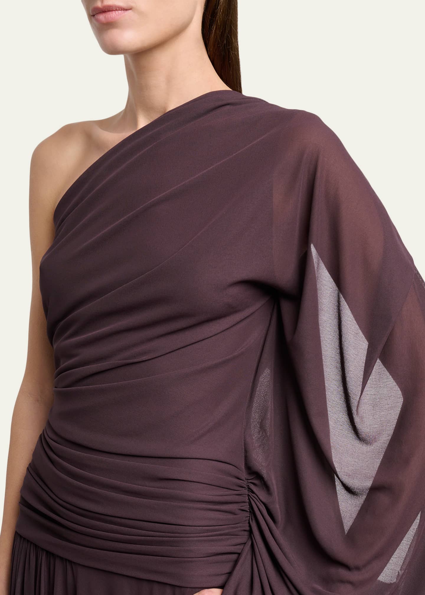 Gabri Dress in Gauzy Pleated Jersey Aubergine | Proenza Schouler Official Site