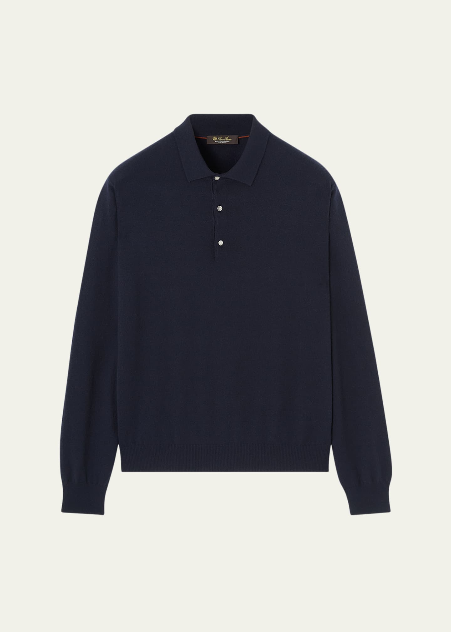 Loro Piana Men's Baby Cashmere Metal-Button Polo Sweater