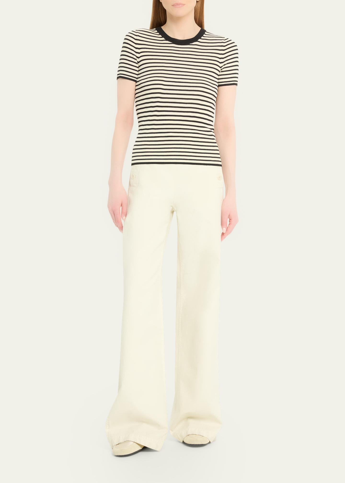 Nili Lotan Hettie Striped Ribbed Silk T-Shirt - Bergdorf Goodman