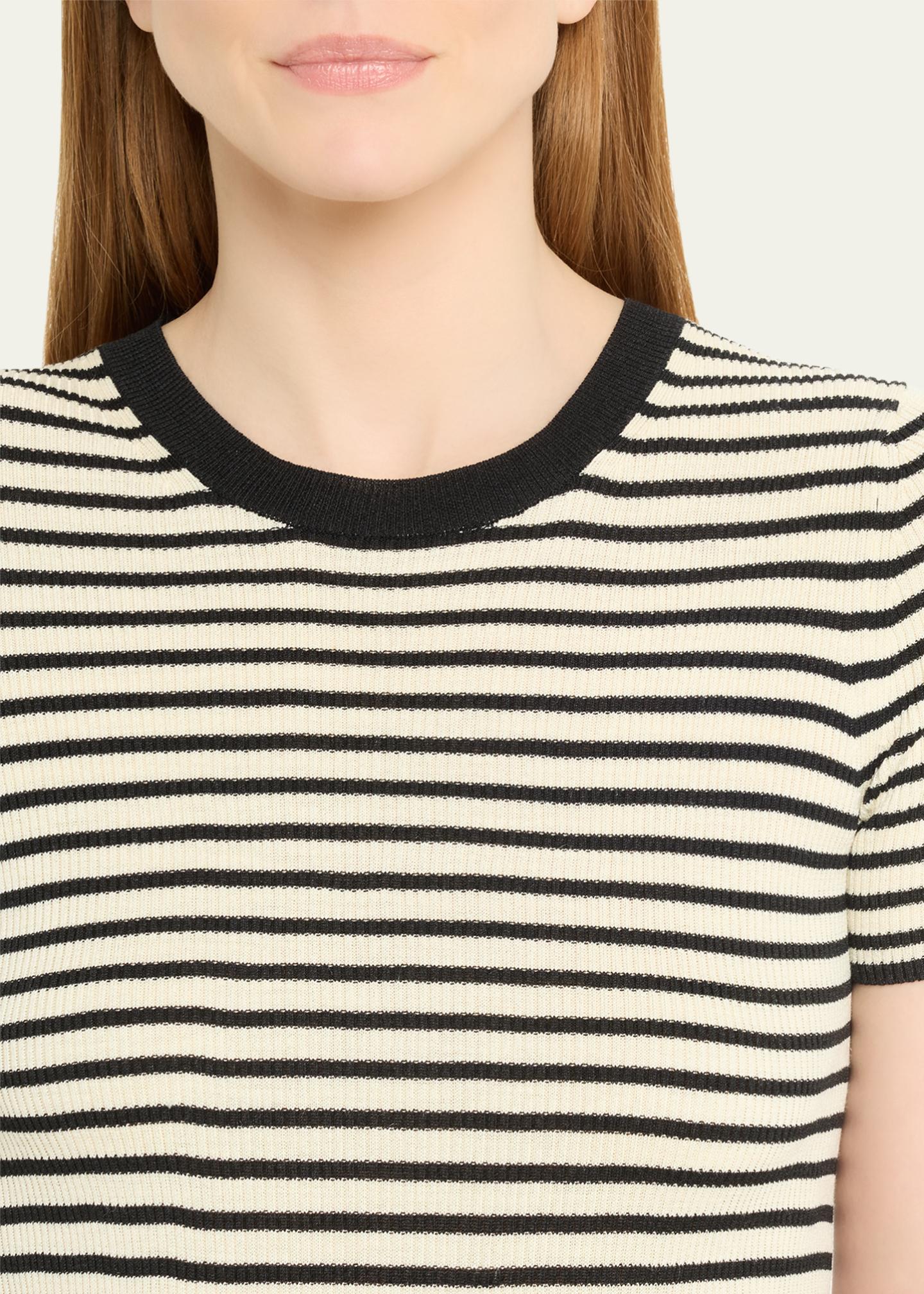Nili Lotan Hettie Striped Ribbed Silk T-Shirt - Bergdorf Goodman