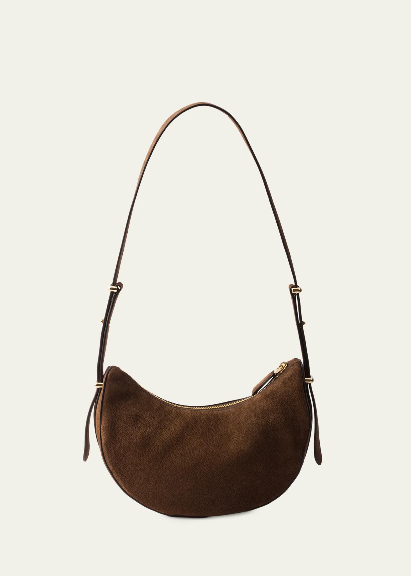 Prada Arque Nubuck Leather Half-Moon Shoulder Bag - Bergdorf Goodman