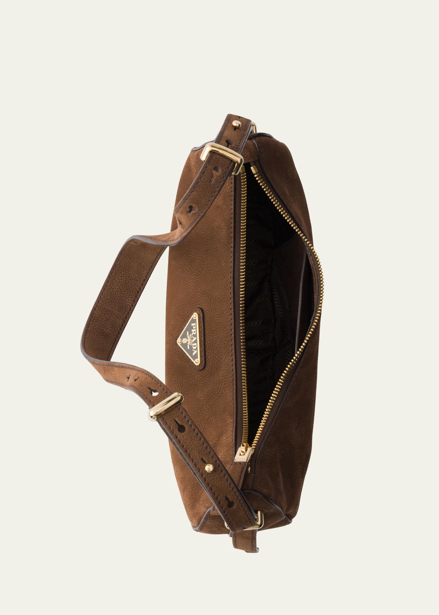 Prada Arque Nubuck Leather Half-Moon Shoulder Bag - Bergdorf Goodman