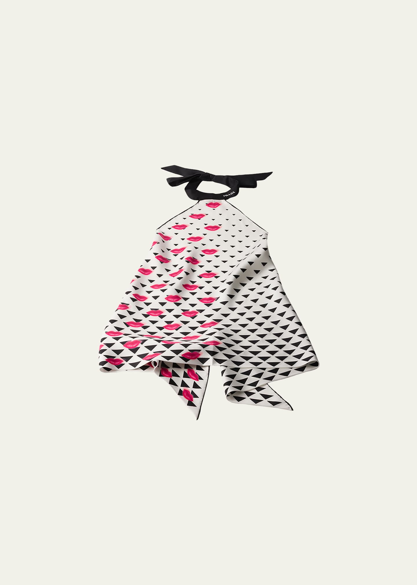 Prada Lips-Print Backless Silk Twill Halter Top - Bergdorf Goodman