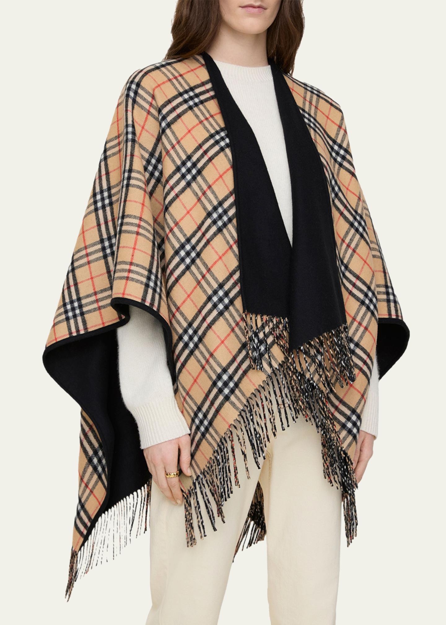 Burberry Reversible Check Wool Cape - Bergdorf Goodman
