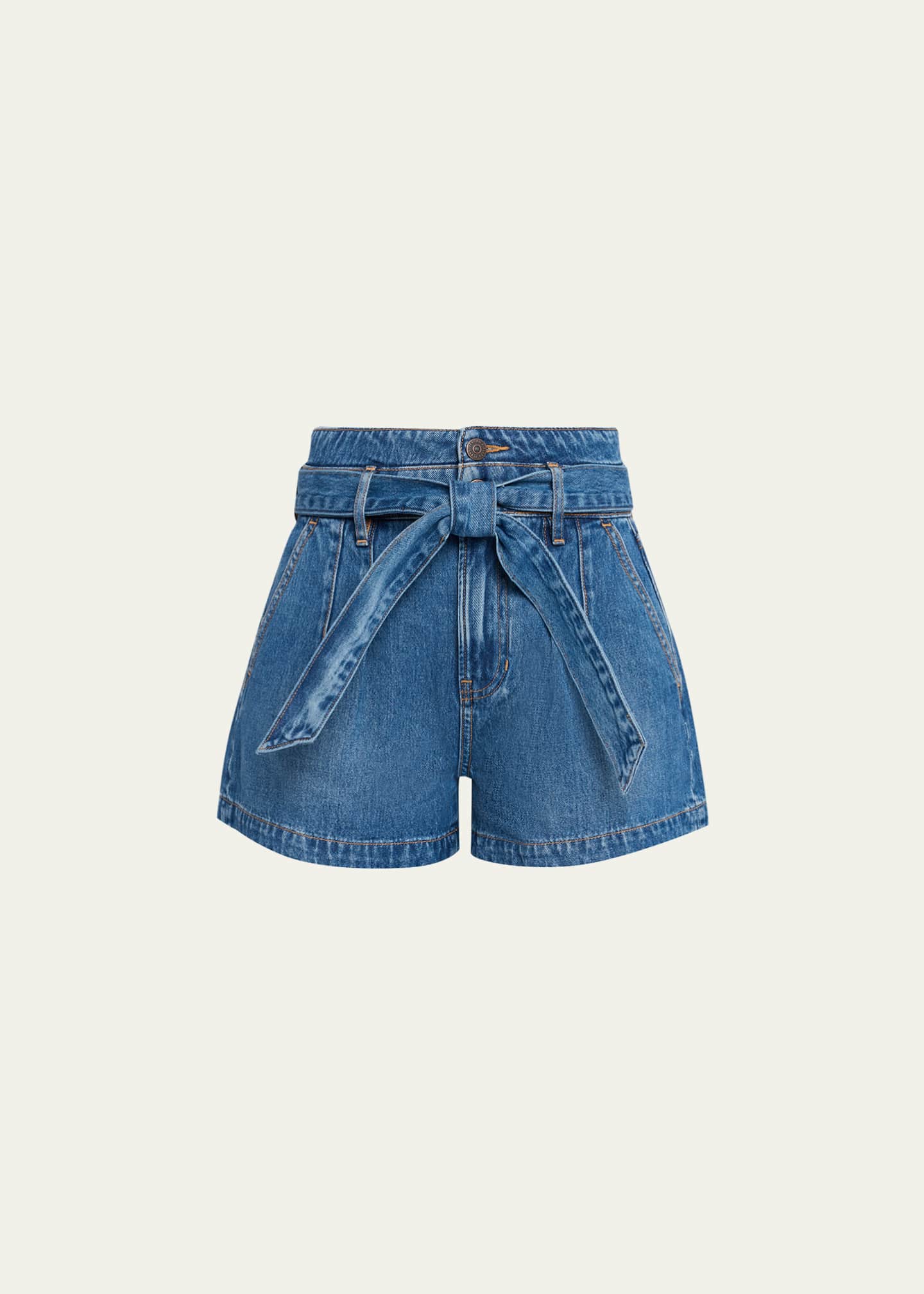 Veronica Beard Jaylen Belted Denim Shorts - Bergdorf Goodman