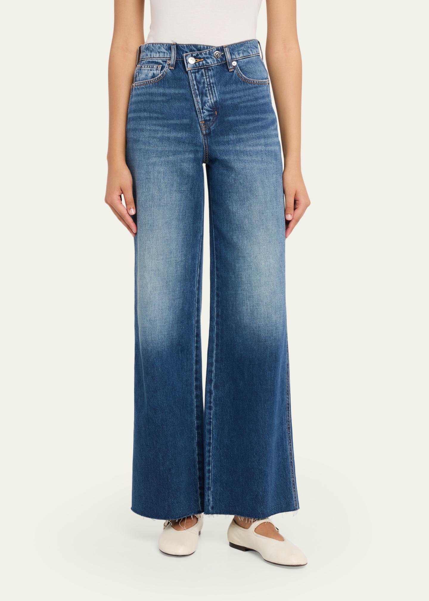 Veronica Beard Taylor High-Rise Wide-Leg Crossover Jeans