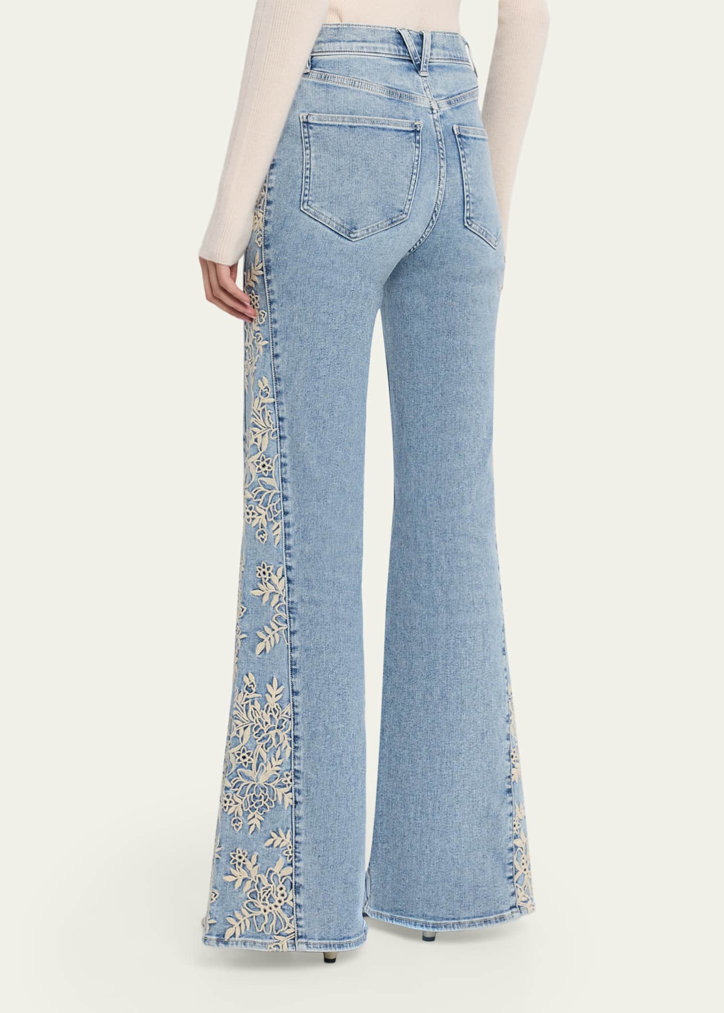 Veronica Beard Joplin Embroidered High-Rise Flare Jeans - Bergdorf
