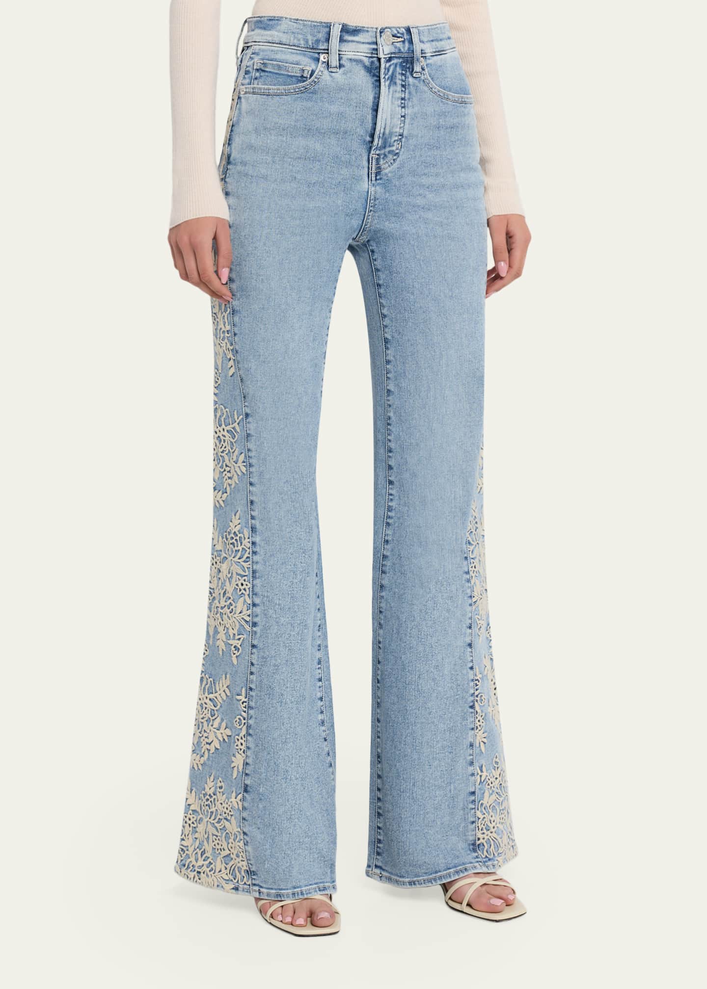 Veronica Beard Joplin Embroidered High-Rise Flare Jeans - Bergdorf