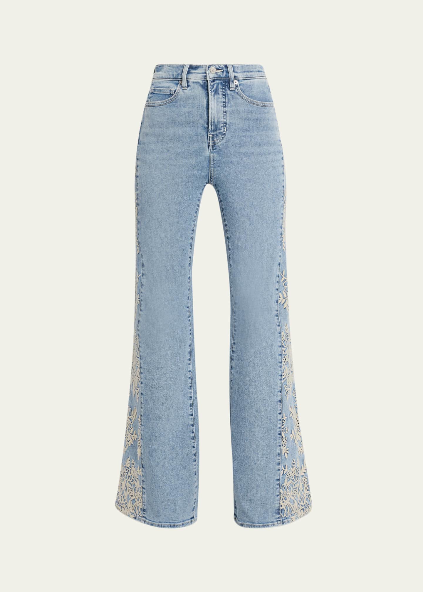 Veronica Beard Joplin Embroidered High-Rise Flare Jeans - Bergdorf