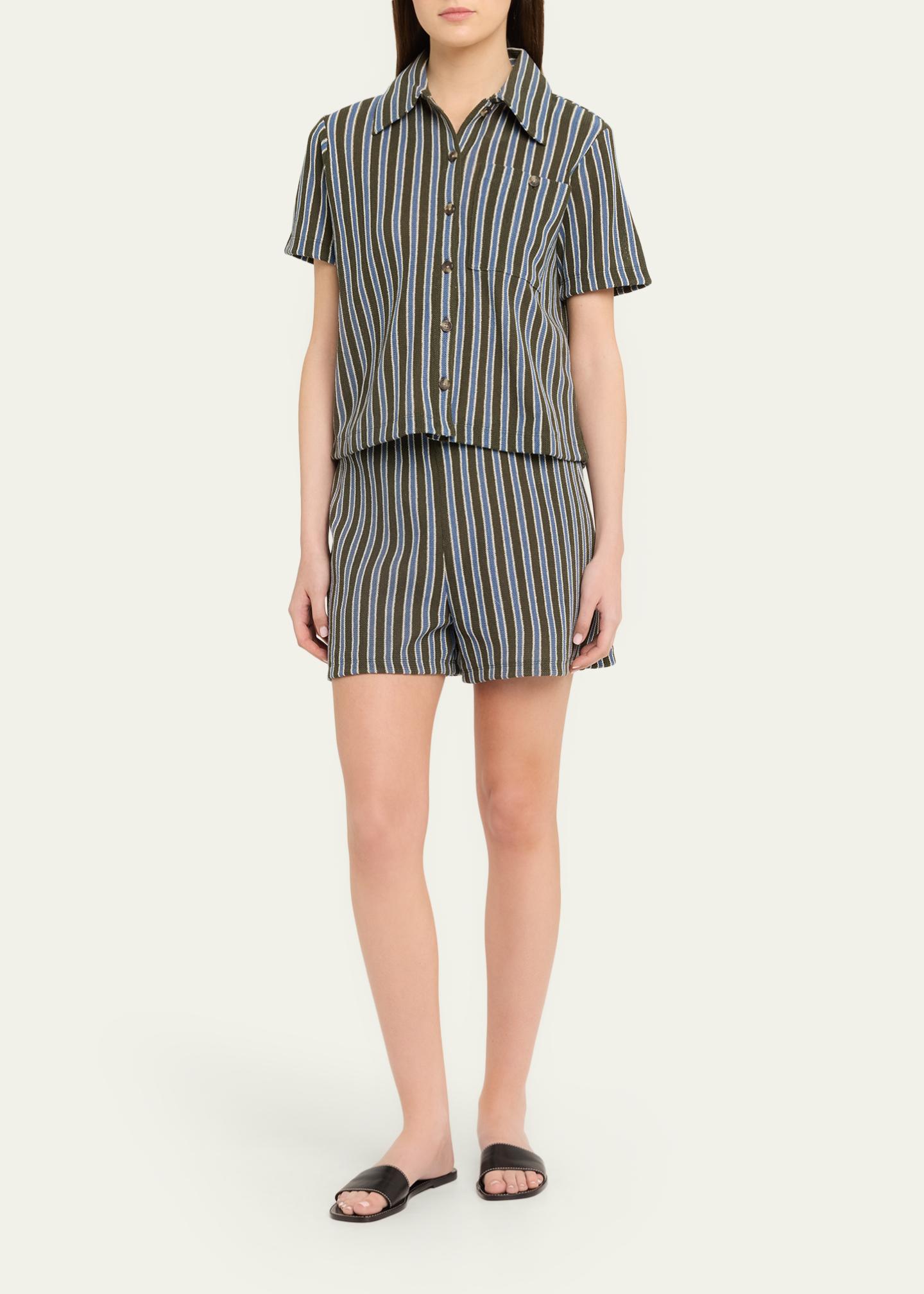 Veronica Beard Vichi Striped Cotton Shorts - Bergdorf Goodman