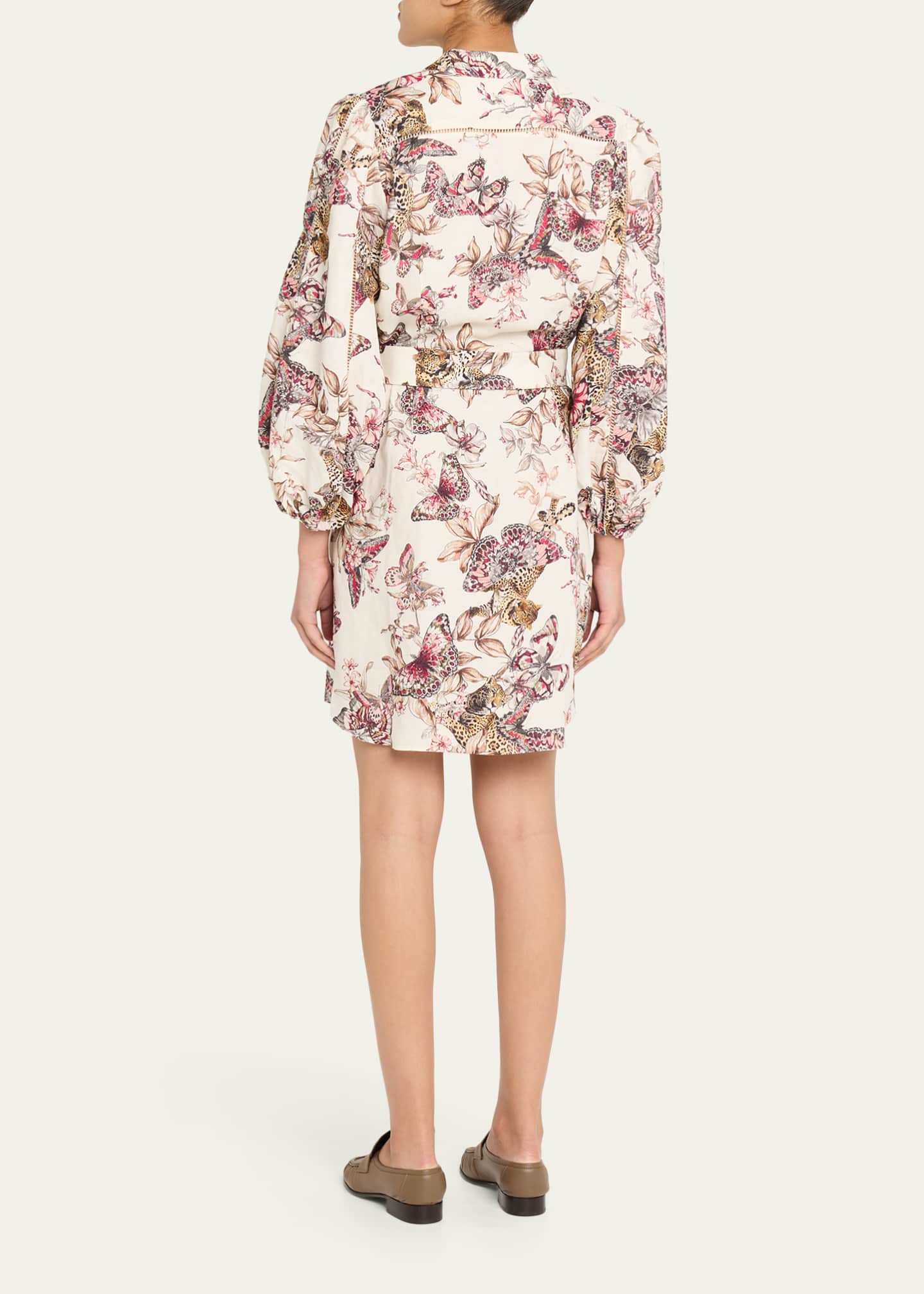 kiersten mini dress L'AGENCE Kiersten Dress In White Multi Large Butterfly Jungle