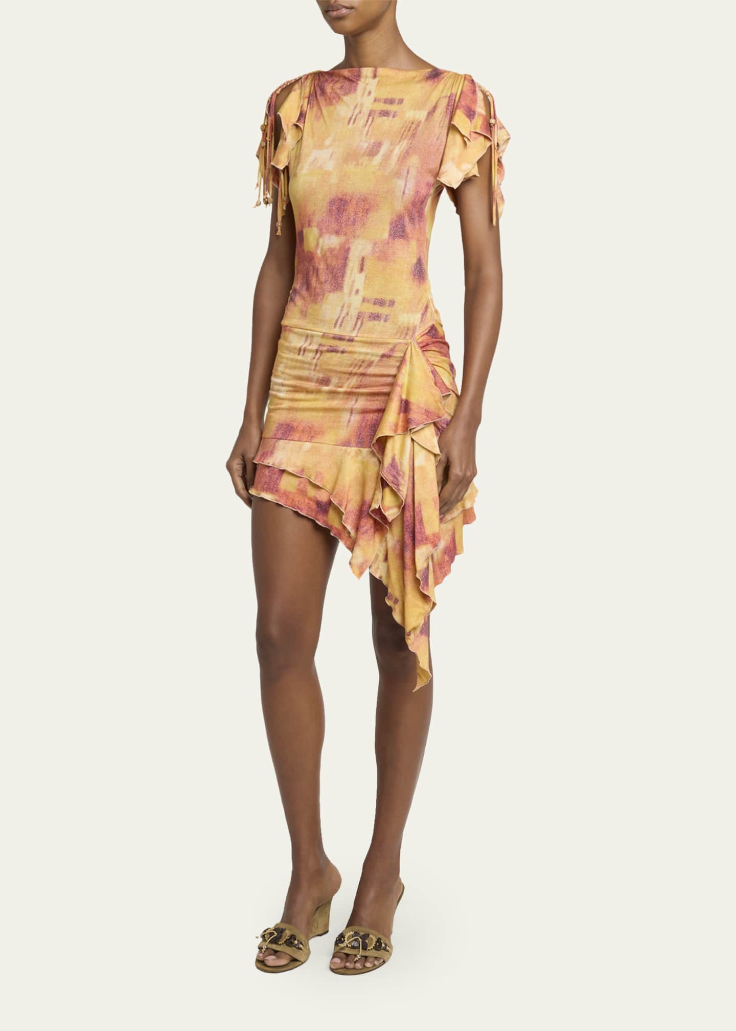 ruffle jersey dress ASOS Design - High Neck Drape Ruffle Maxi Dress - Women - Polyamide/Elastane - 8 US