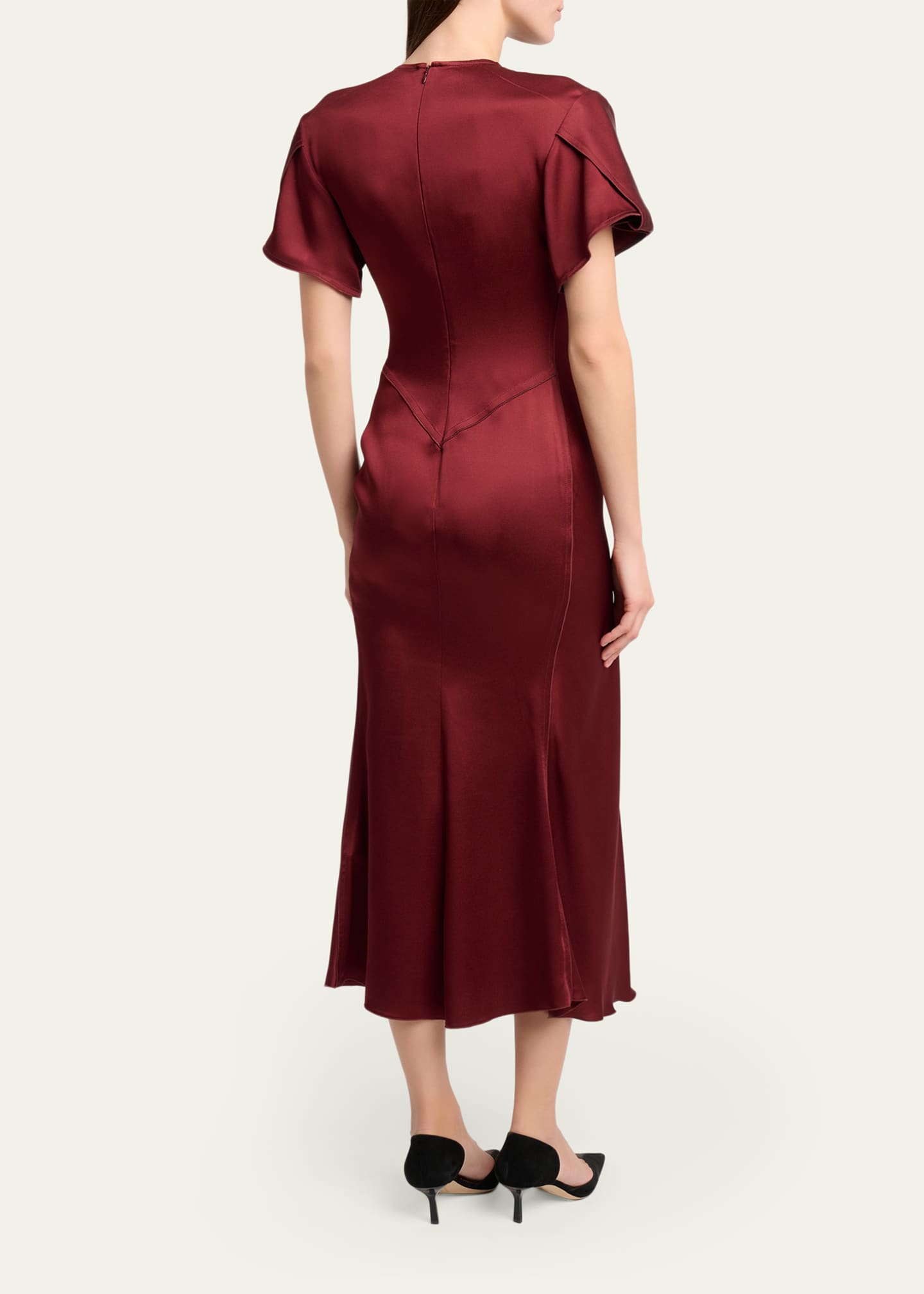 victoria beckham gathered midi dress Victoria Beckham Gathered Midi Dress in Green - Queen Letizia Dresses