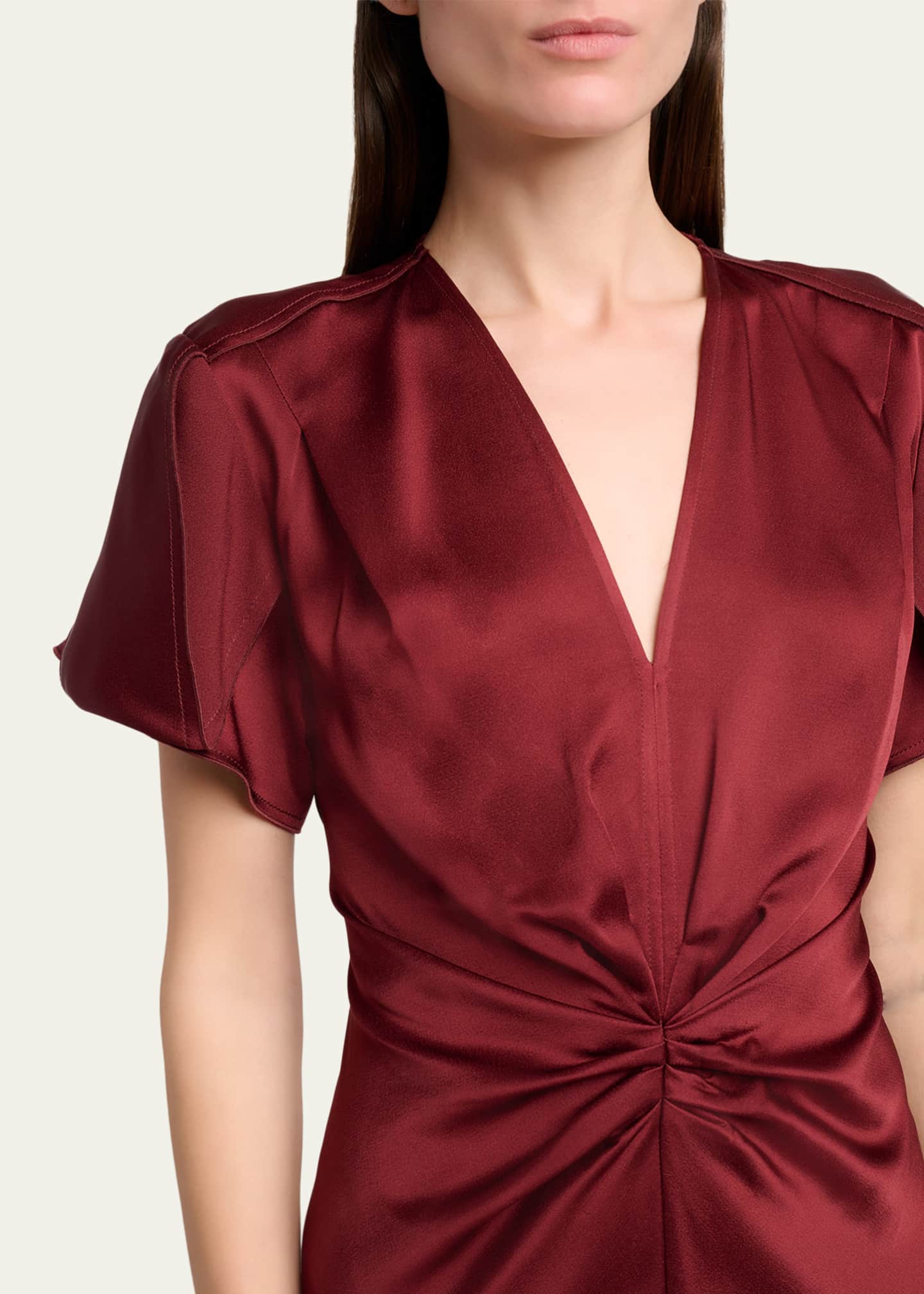 victoria beckham red satin dress Satin midi dress - red