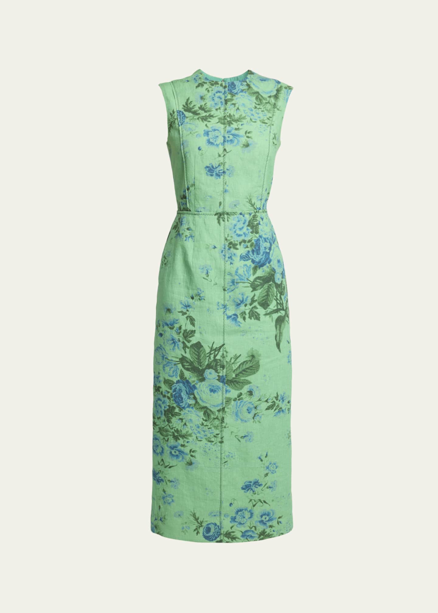 Erdem Sleeveless Floral-Print Linen Midi Dress - Bergdorf Goodman