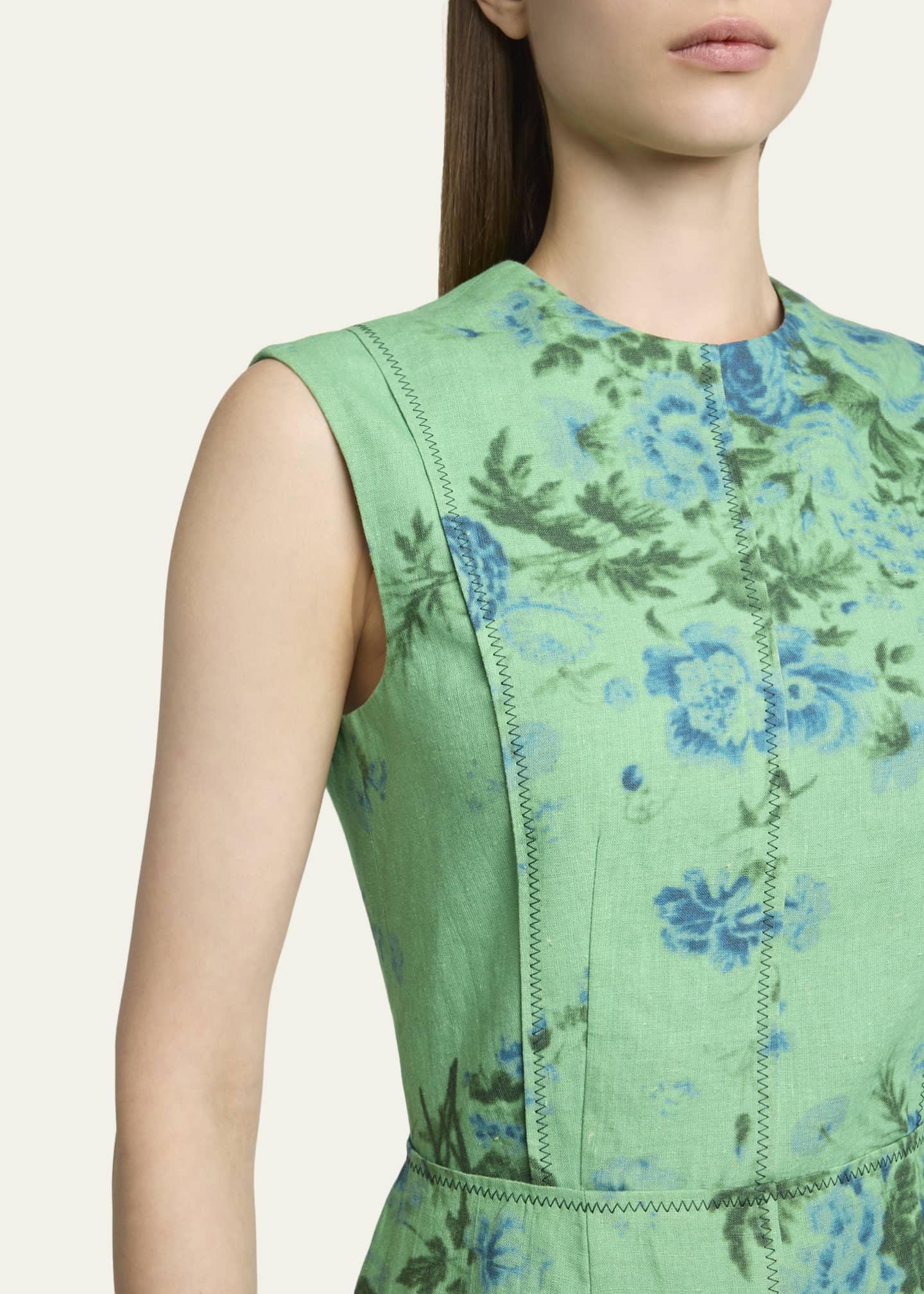 Erdem Sleeveless Floral-Print Linen Midi Dress - Bergdorf Goodman