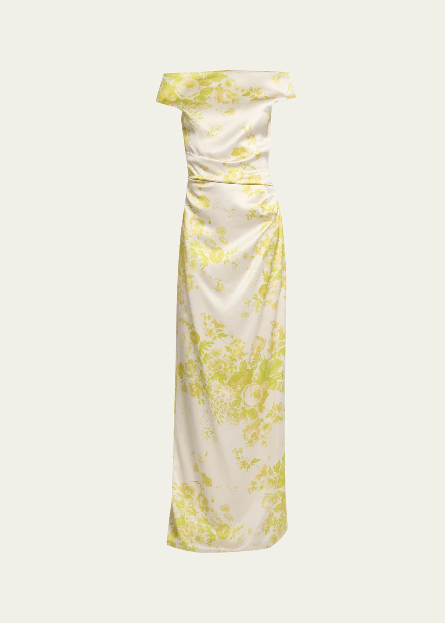 erdem gold dress Erdem Gold Satin Cady Embellished Draped Midi Dress