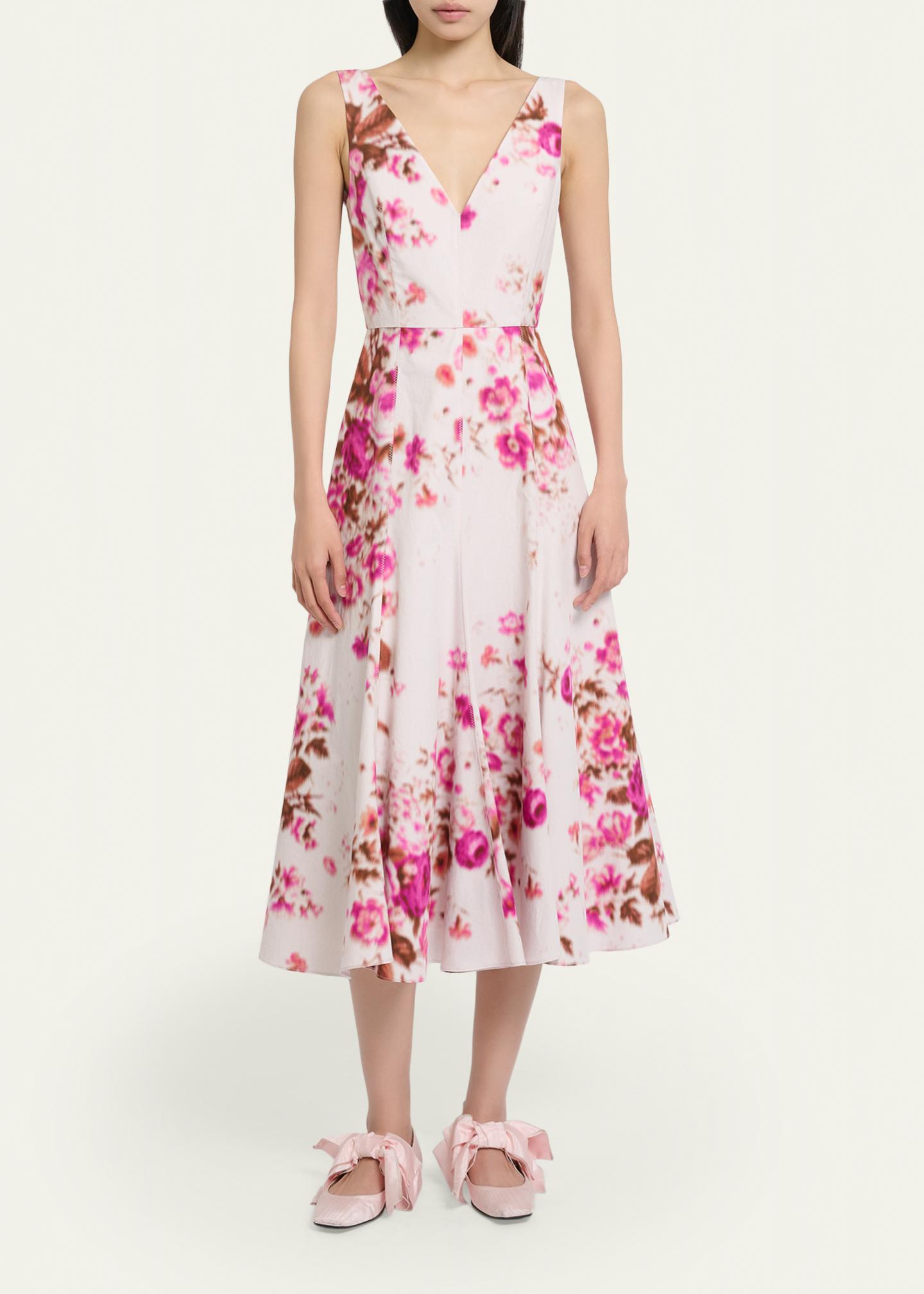 bhldn stevie sleeveless v-neck floral appliqué a-line midi dress Erdem Print Cotton Dress, Rose Bouquet, Women's, 0, Casual & Work Dresses Day Dresses Sundresses A Shortcut to a Luxurious linen blend size-12m Color:Sahara sera