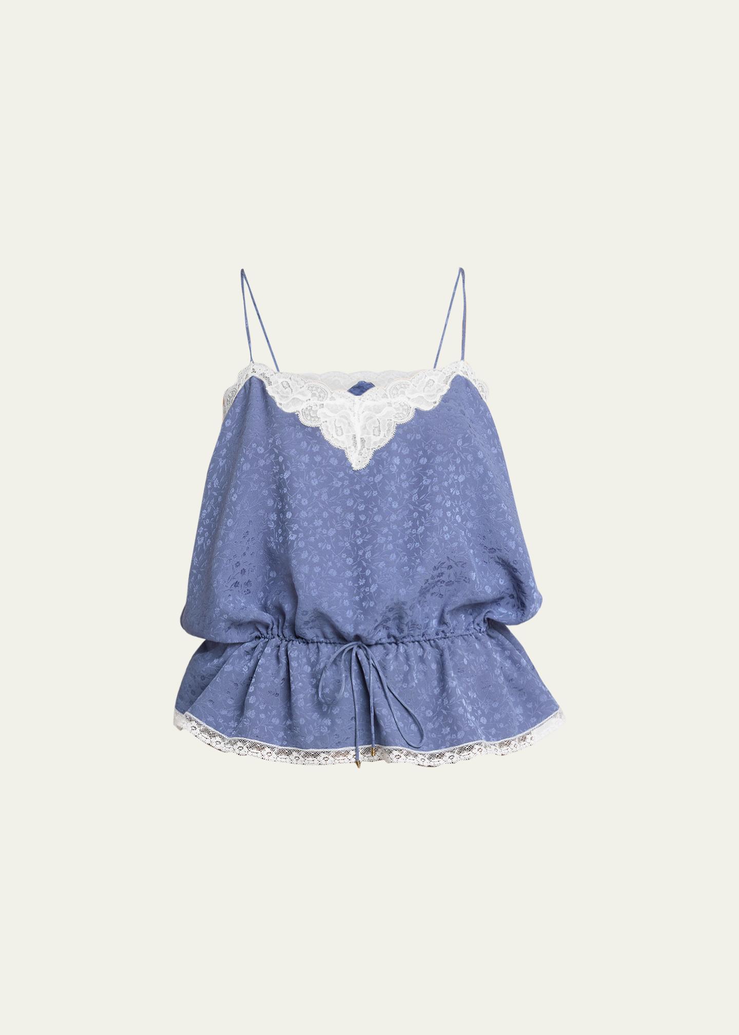 Chloé Lace-Trim Floral Silk Jacquard Sleeveless Top - Bergdorf Goodman