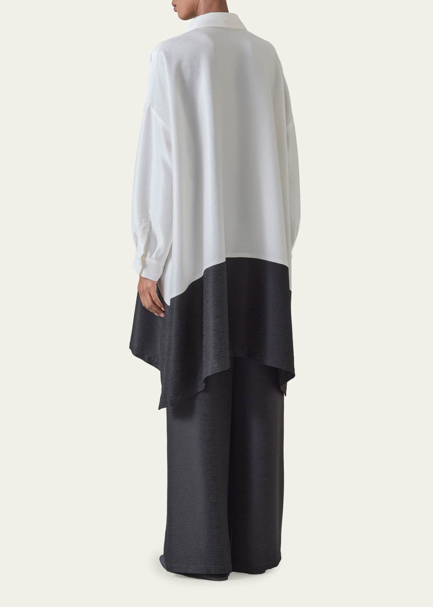 Eskandar Wide A-Line Shirt With Collar - Very Long Length