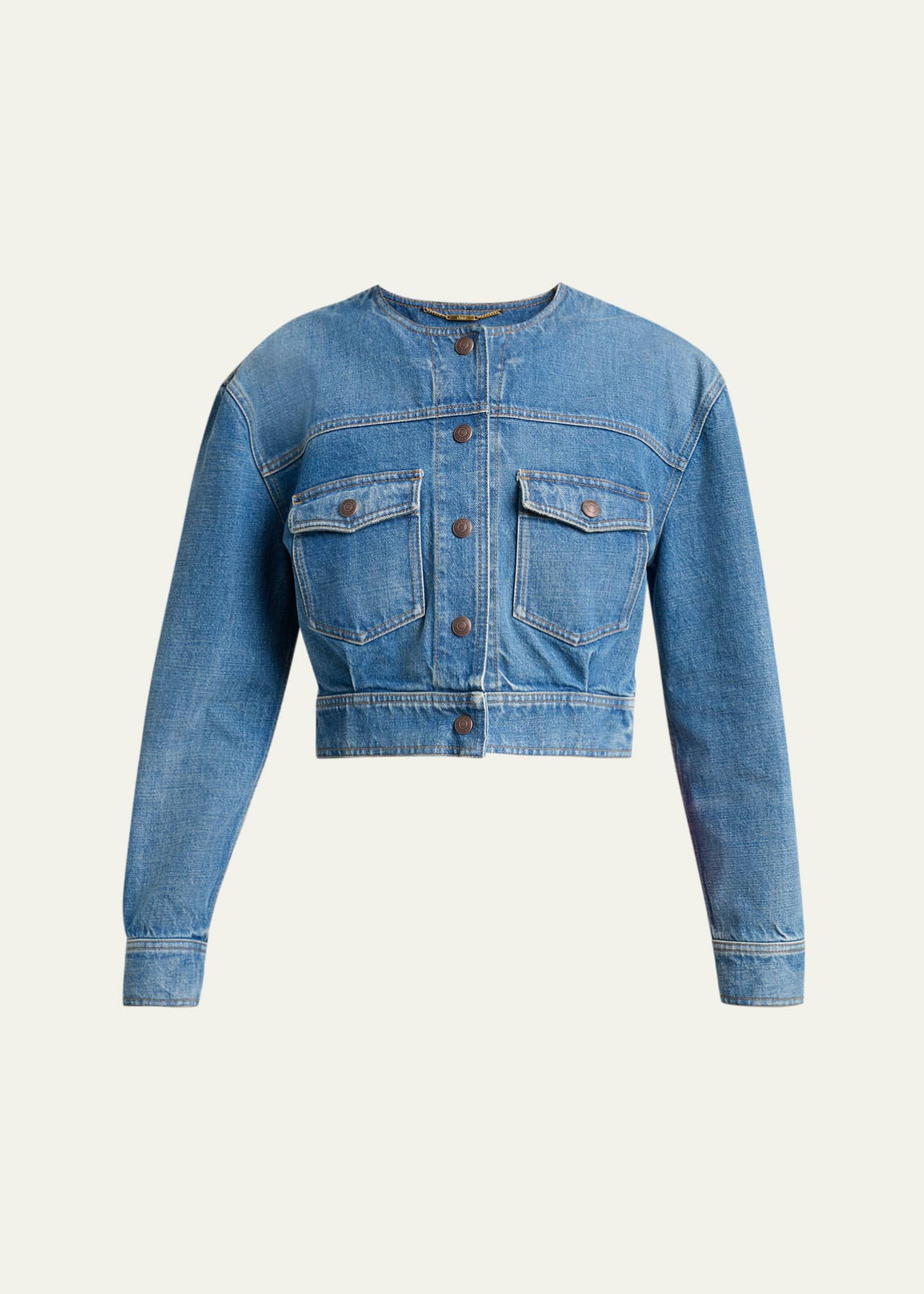 Chloe Collarless Denim Crop Jacket - Bergdorf Goodman