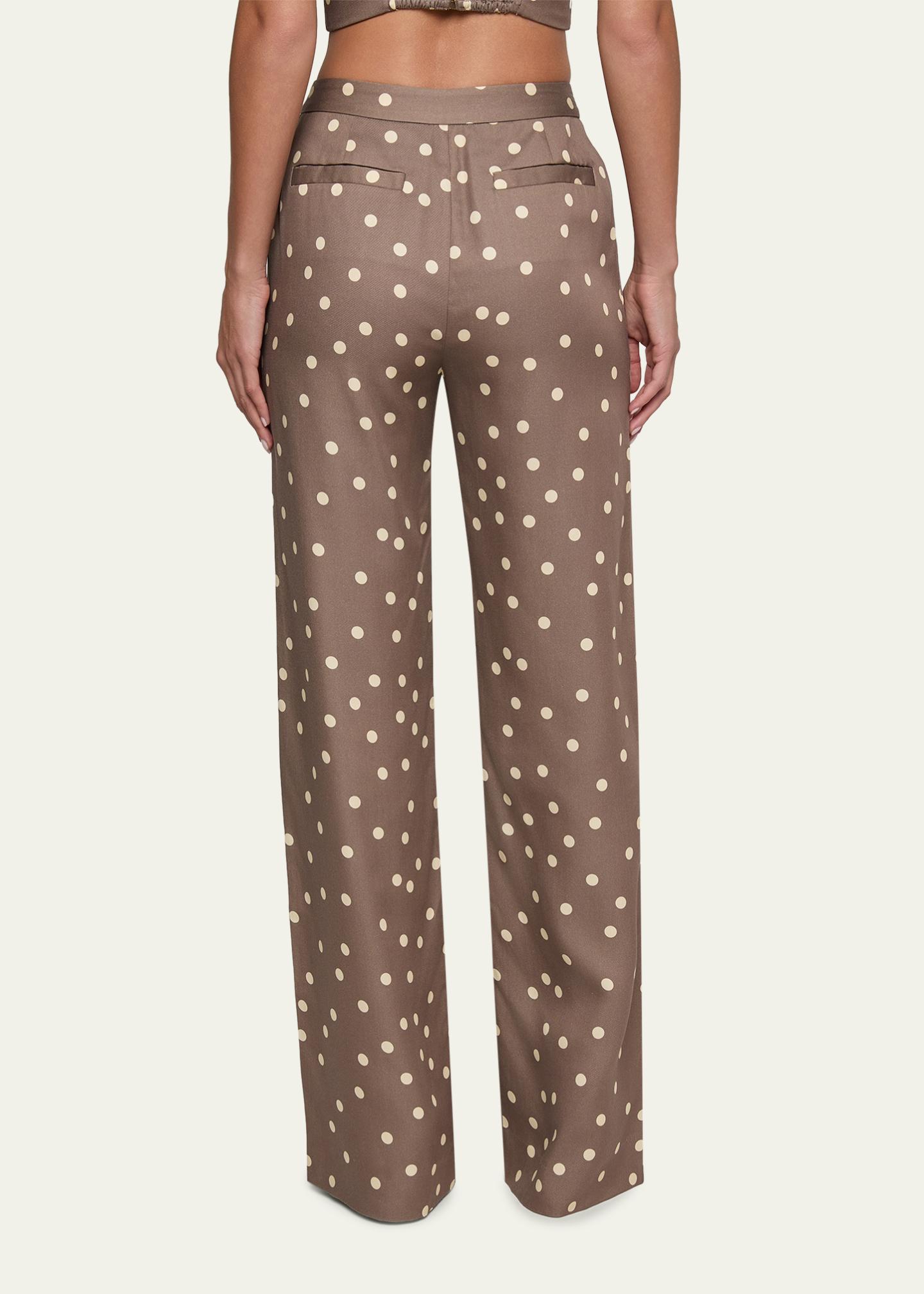 L'AGENCE Polka-Dot Straight-Leg Trousers - Bergdorf Goodman