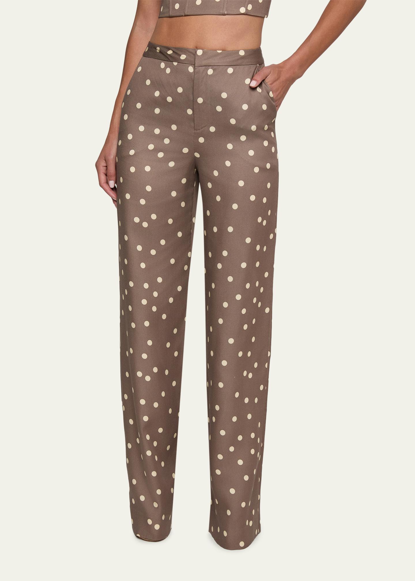 L'AGENCE Polka-Dot Straight-Leg Trousers - Bergdorf Goodman