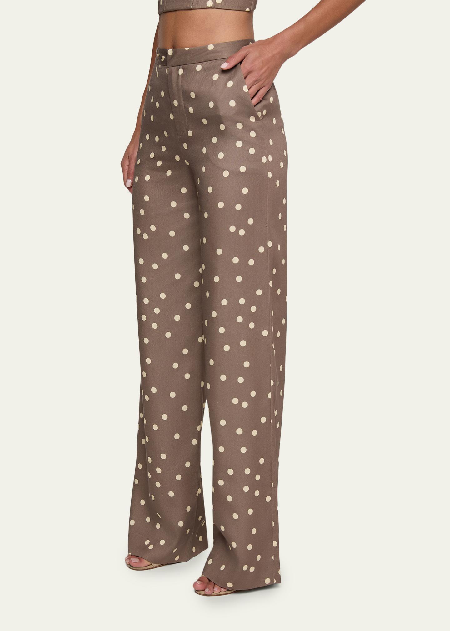 L'AGENCE Polka-Dot Straight-Leg Trousers - Bergdorf Goodman