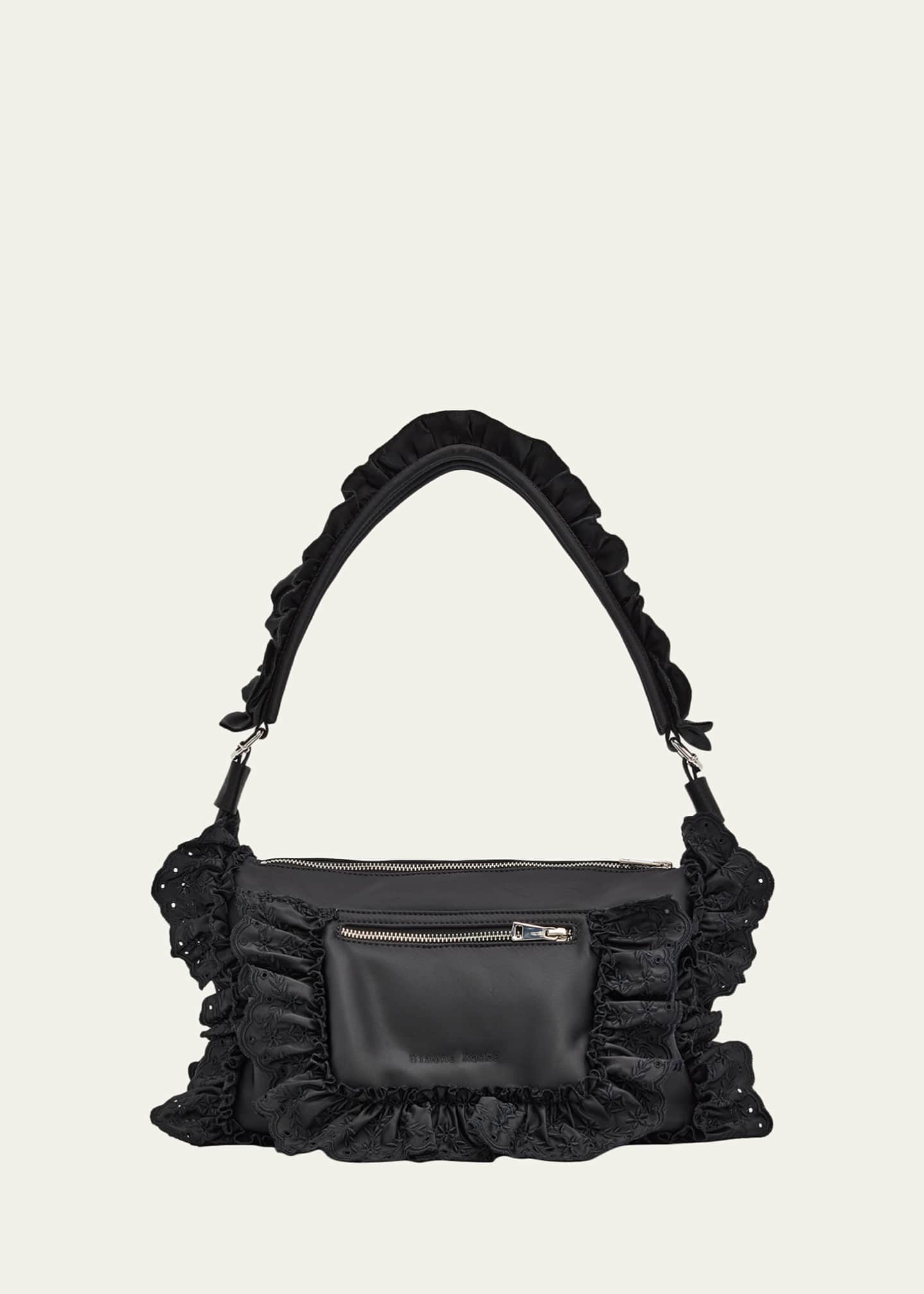 Simone Rocha Pillow Embroidered Ruffle-Trim Shoulder Bag