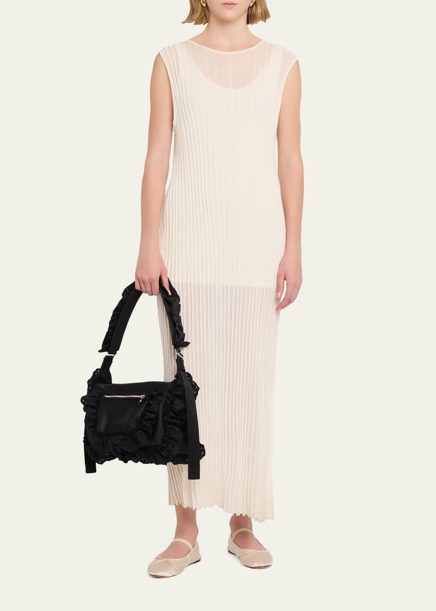 Simone Rocha Pillow Embroidered Ruffle-Trim Shoulder Bag