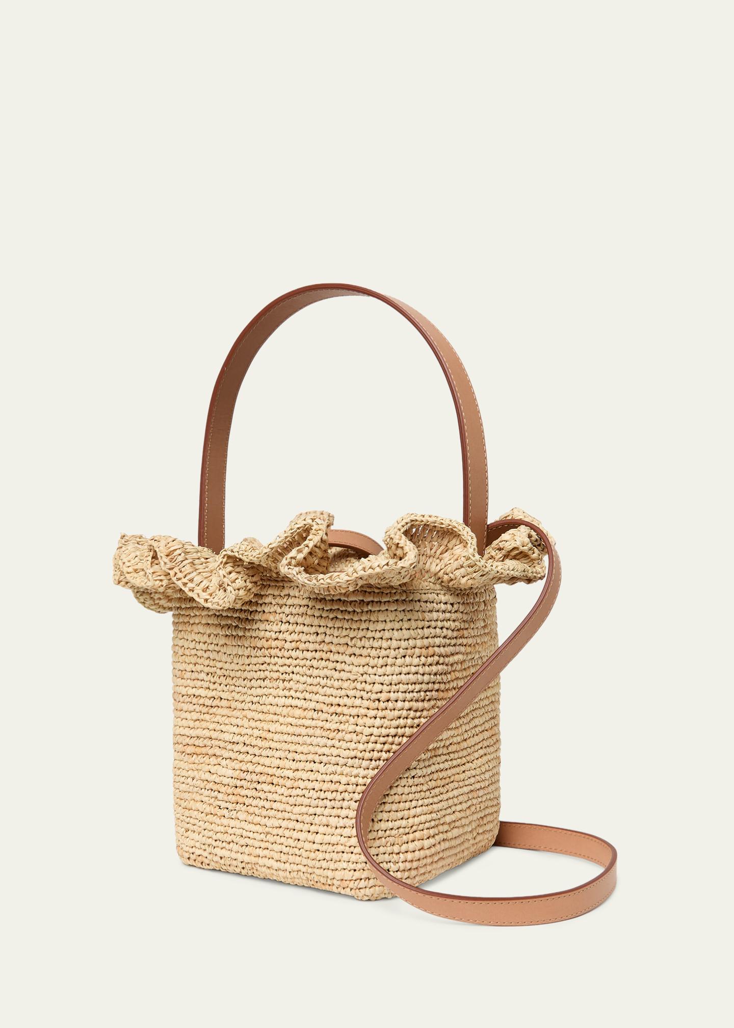 Loeffler Randall Laith Ruffle-Trim Raffia Bucket Bag - Bergdorf 
