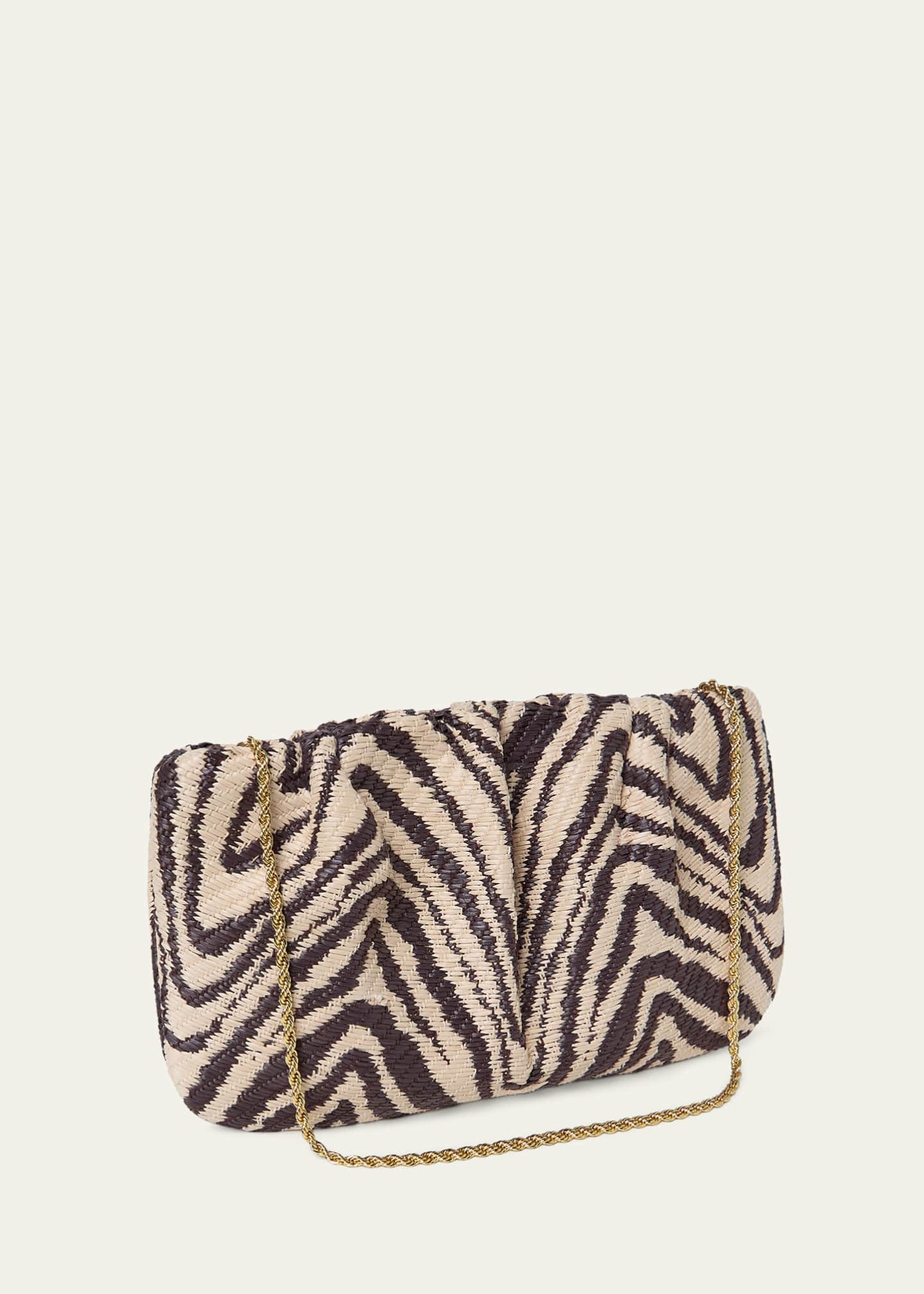Loeffler Randall Serena Gathered Woven Zebra Clutch Bag - Bergdorf